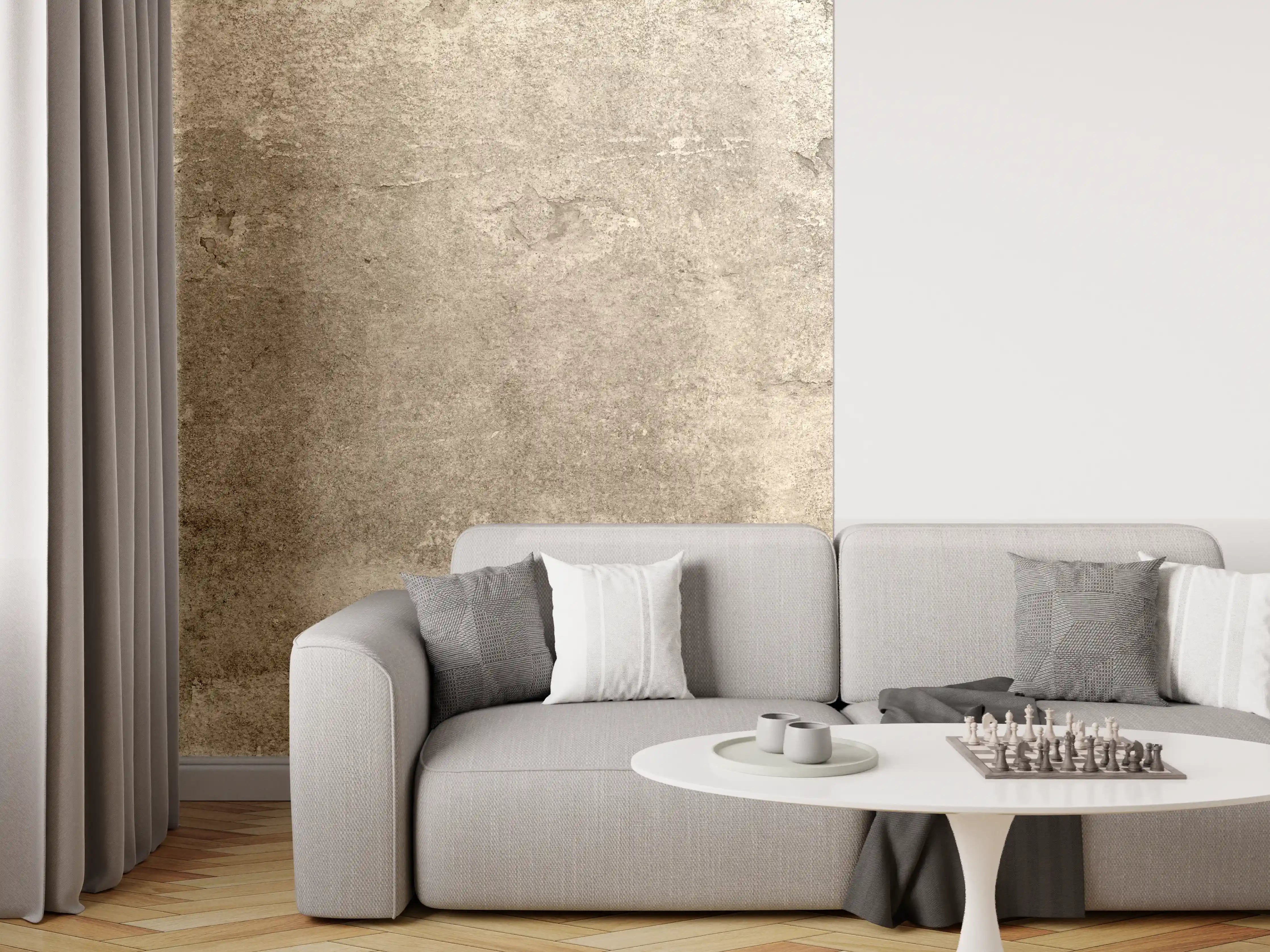 Wandverkleidung Wohnzimmer - Moderner Steinboden mit Betonoptik