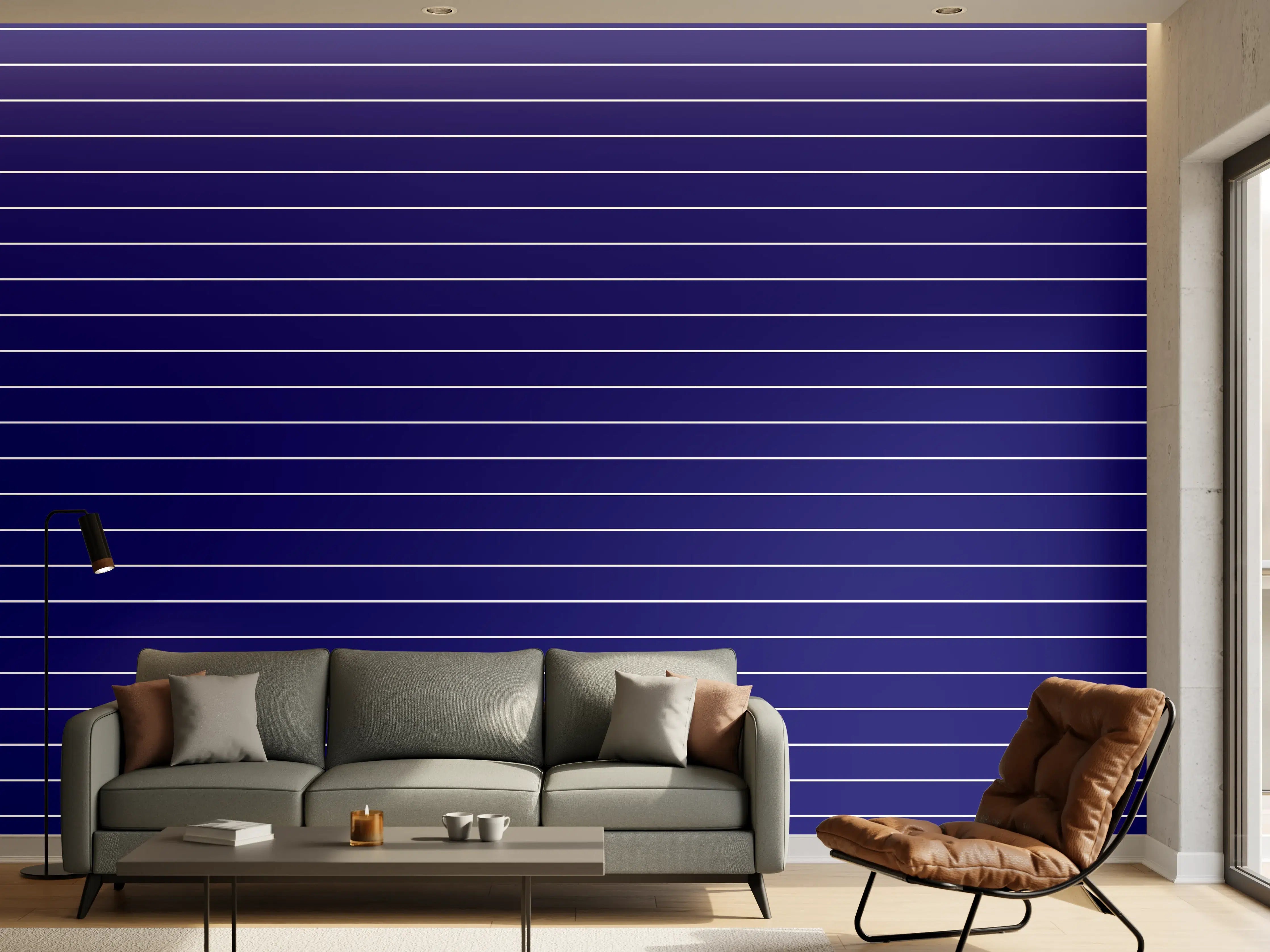 Wandverkleidung Wohnzimmer - Moderner blauer Streifen-Hintergrund