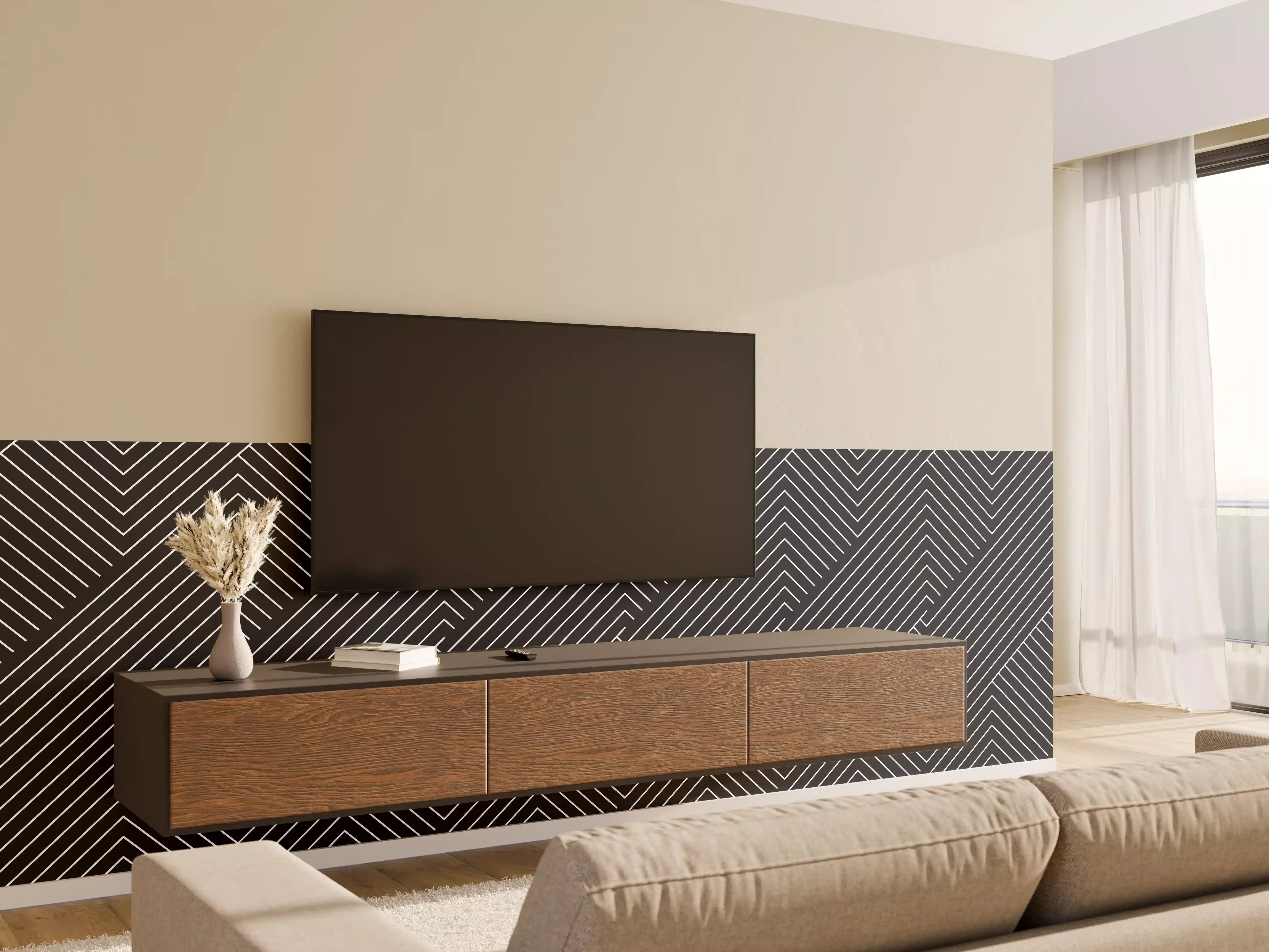 Wandverkleidung Wohnzimmer - Moderner geometrischer Wandteppich