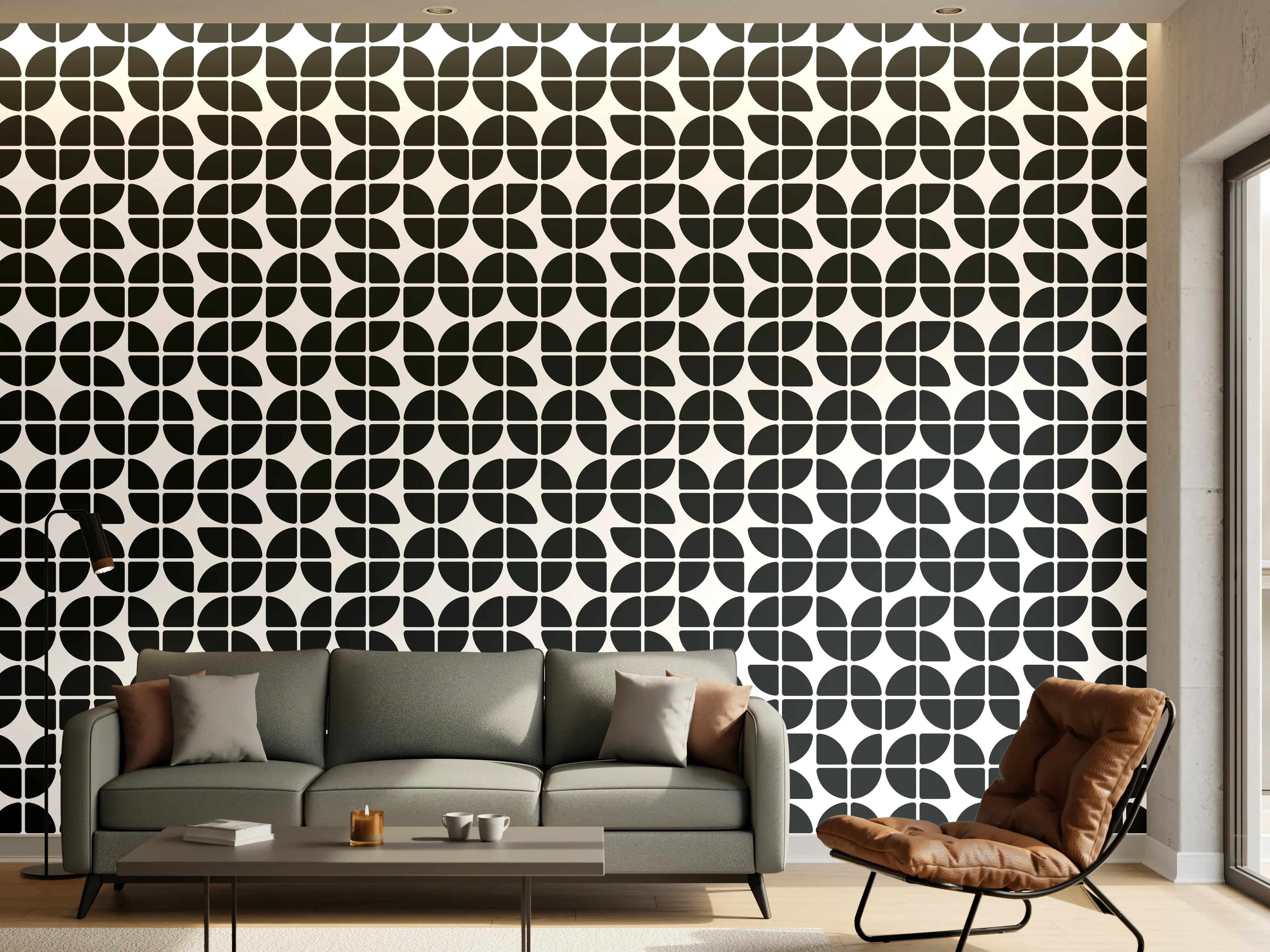 Wandverkleidung Wohnzimmer - Moderner, geometrischer Muster-Design