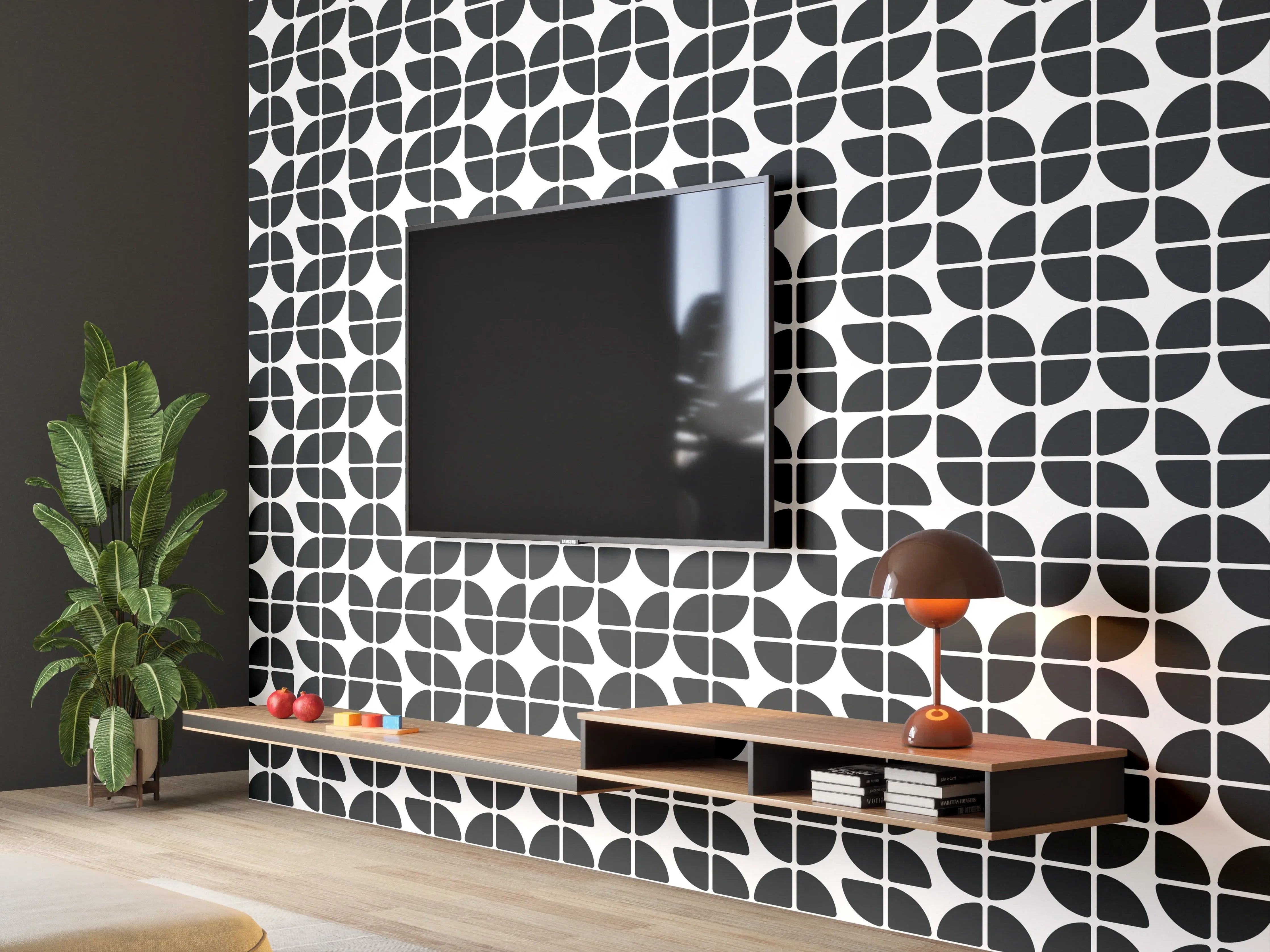 Wandverkleidung Wohnzimmer - Moderner, geometrischer Muster-Design