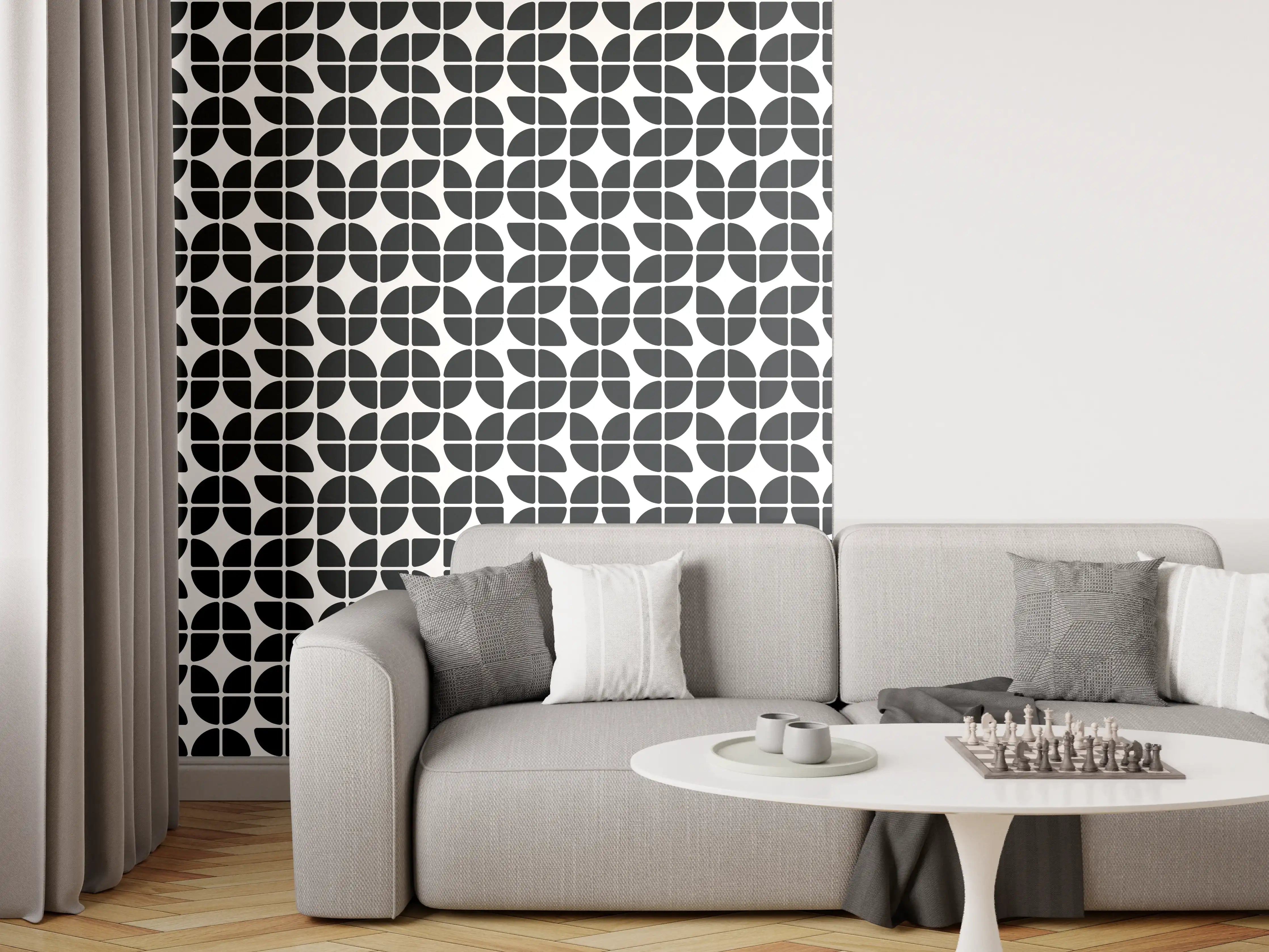 Wandverkleidung Wohnzimmer - Moderner, geometrischer Muster-Design