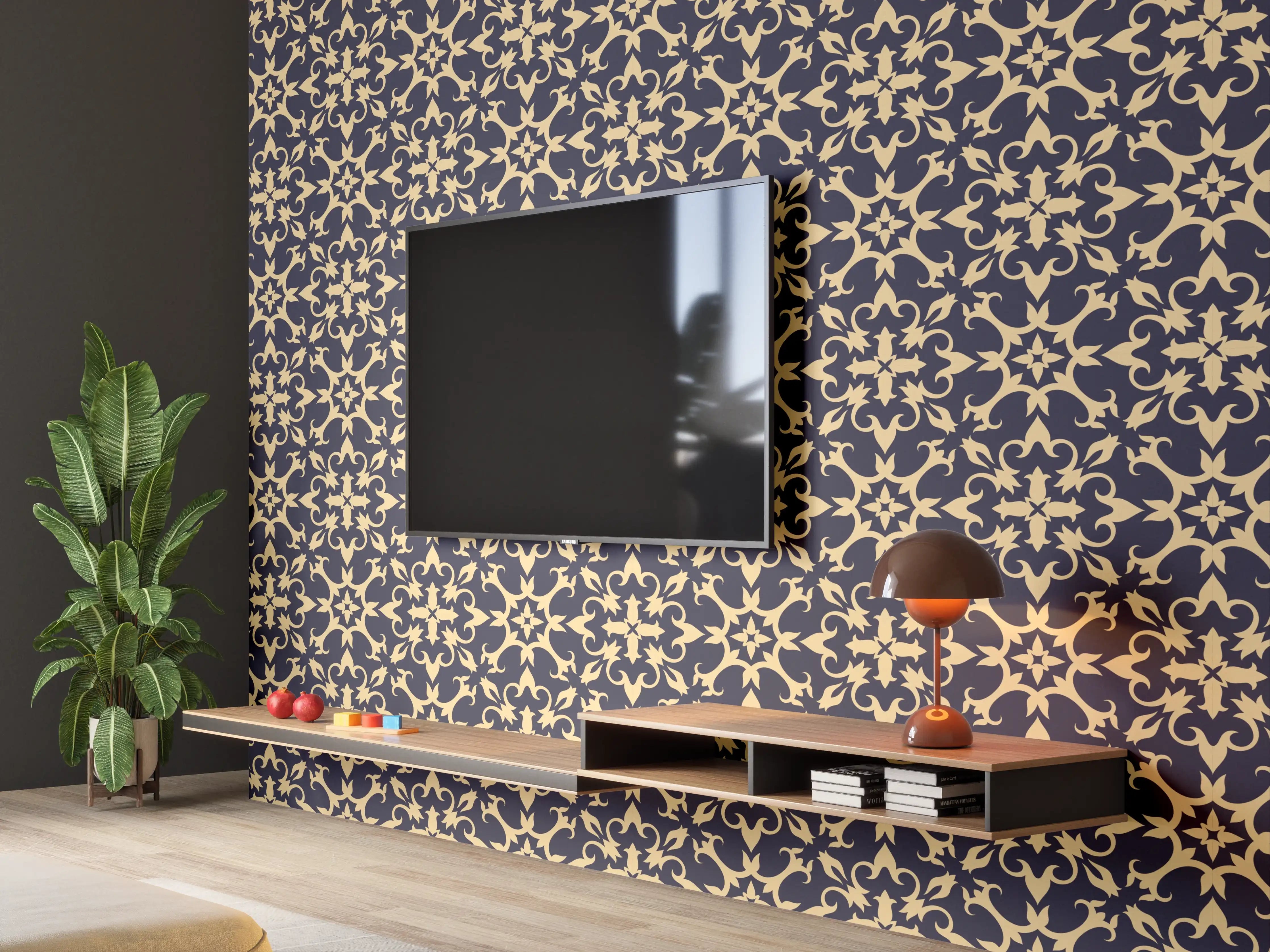 Wandverkleidung Wohnzimmer - Modernes Grau-Schwarz Muster