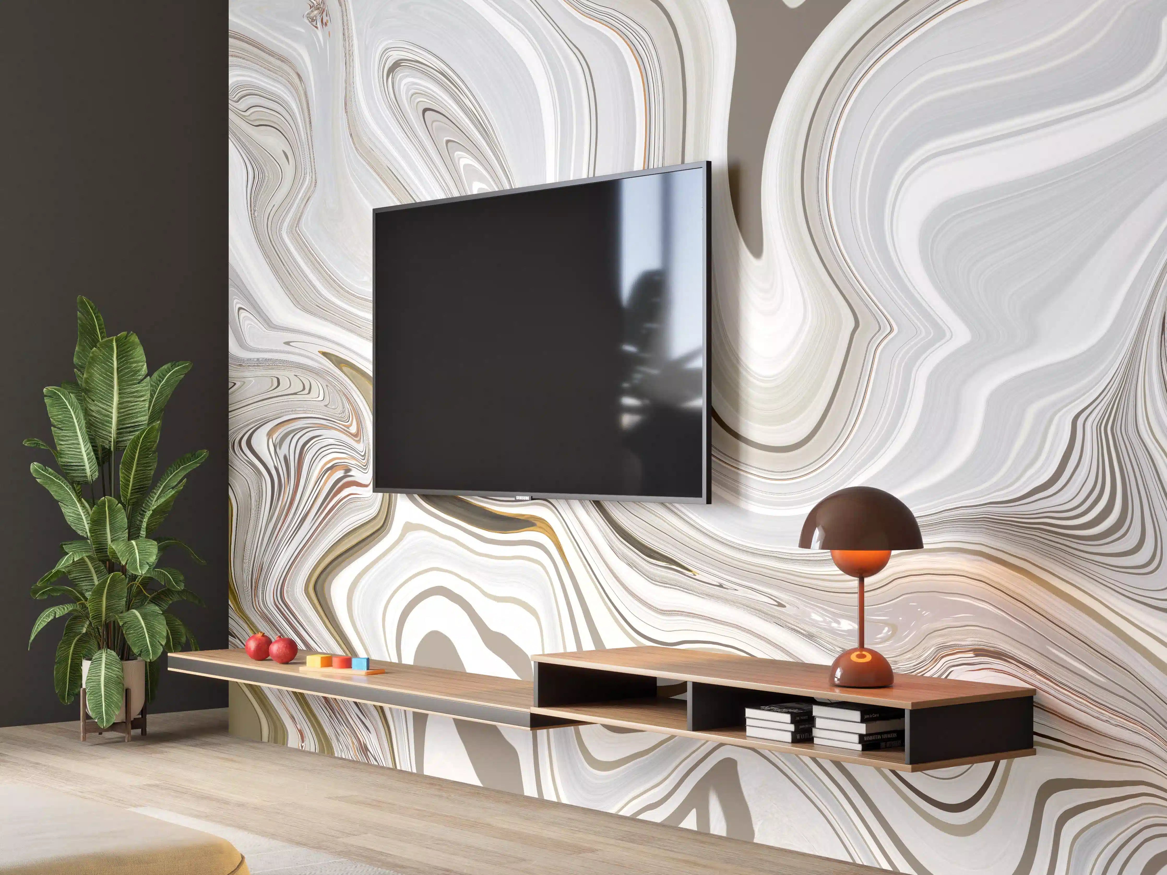 Wandverkleidung Wohnzimmer - Modernes Kunstwerk - Flüssigkunst