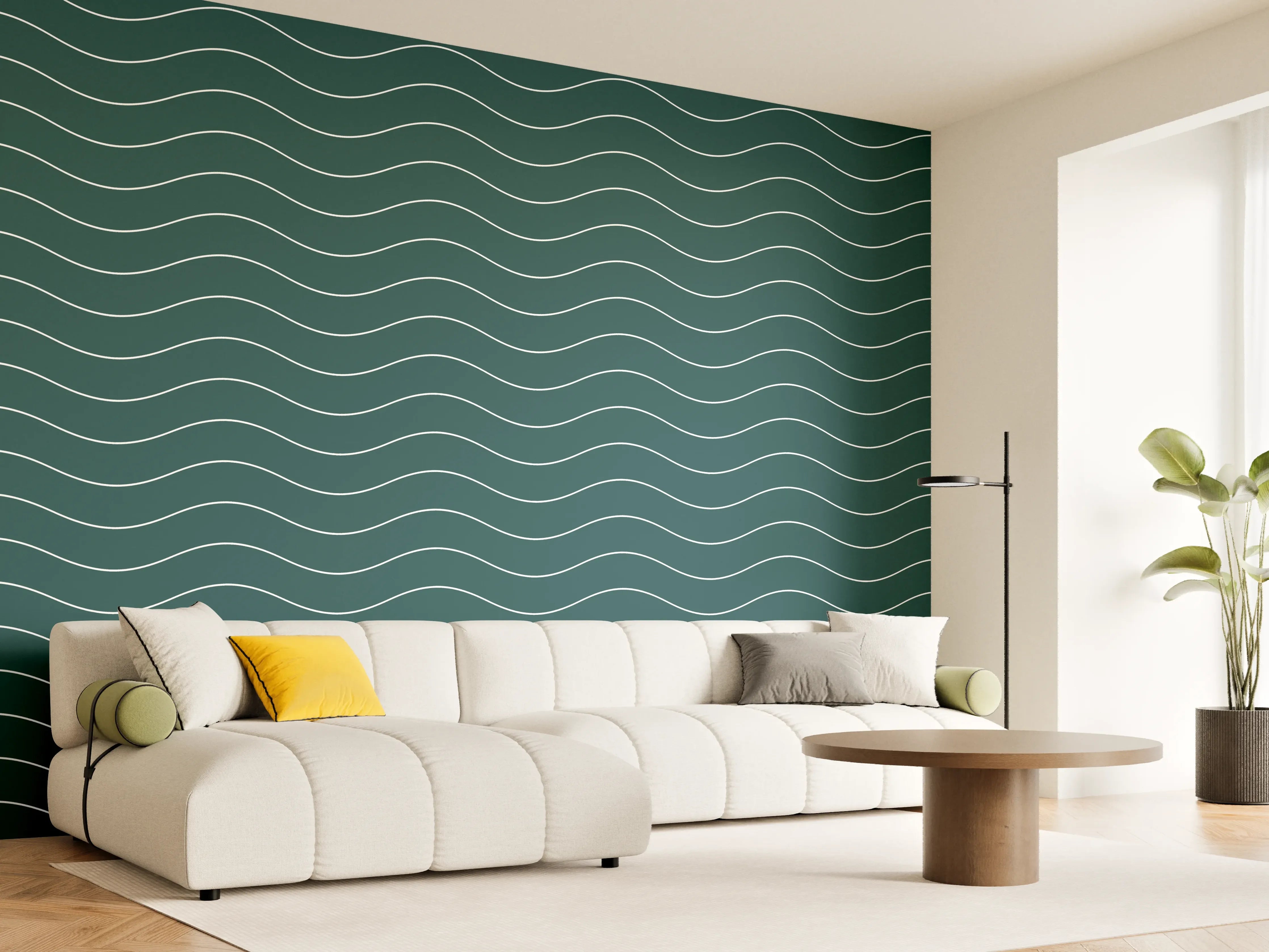 Wandverkleidung Wohnzimmer - Modernes Meeresmuster in Blau