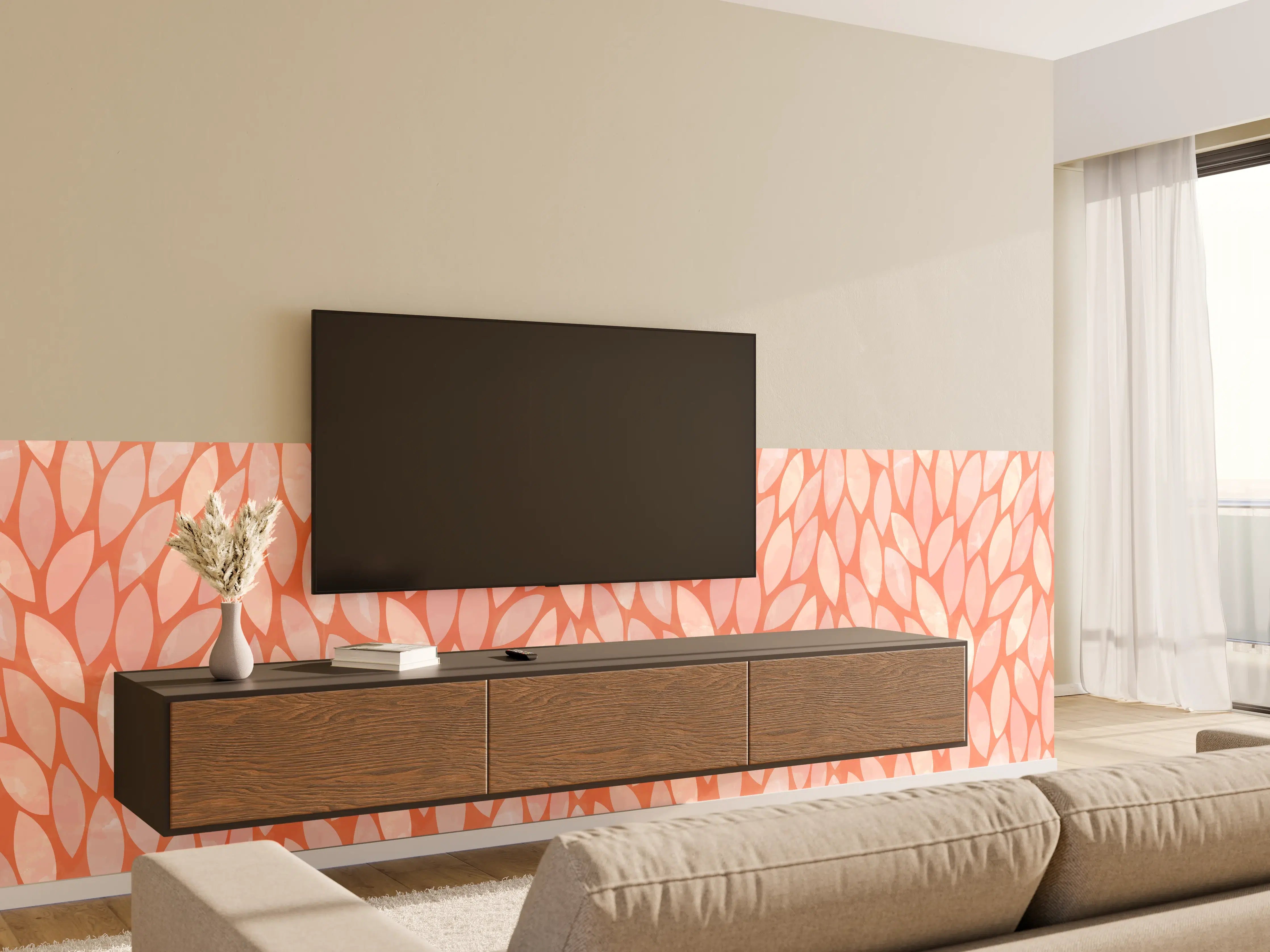 Wandverkleidung Wohnzimmer - Modernes Musterdesign in warmen Tönen