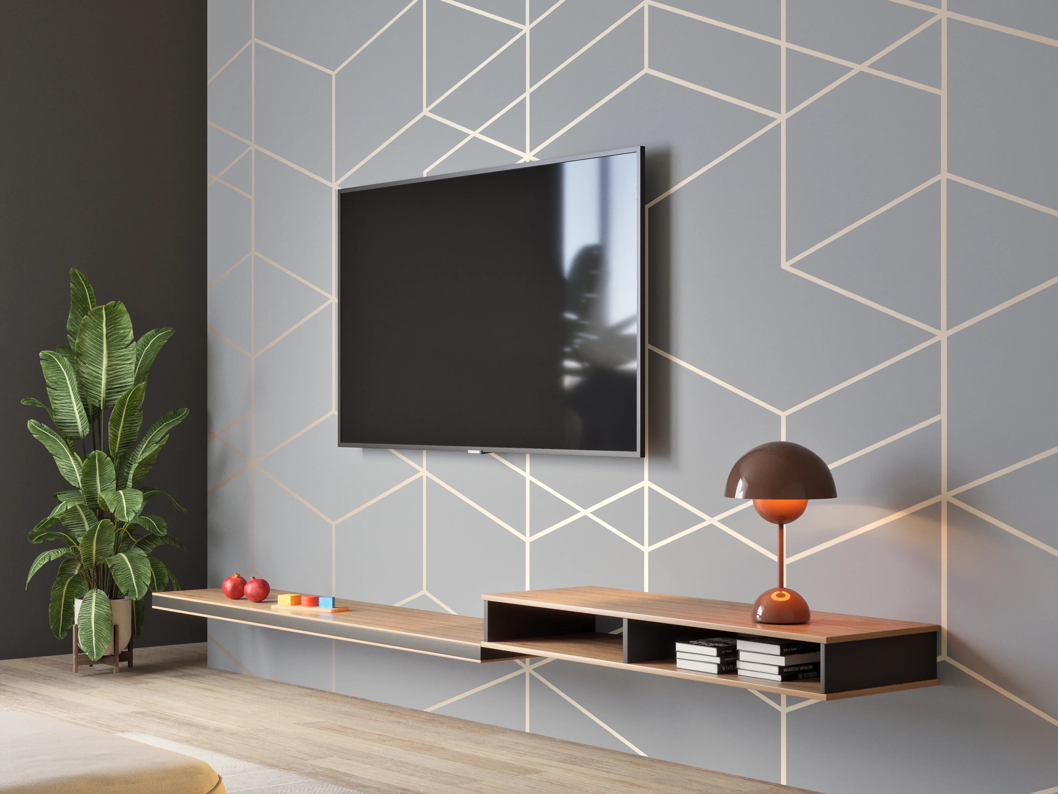 Wandverkleidung Wohnzimmer - Modernes Weiß-Grau-Design