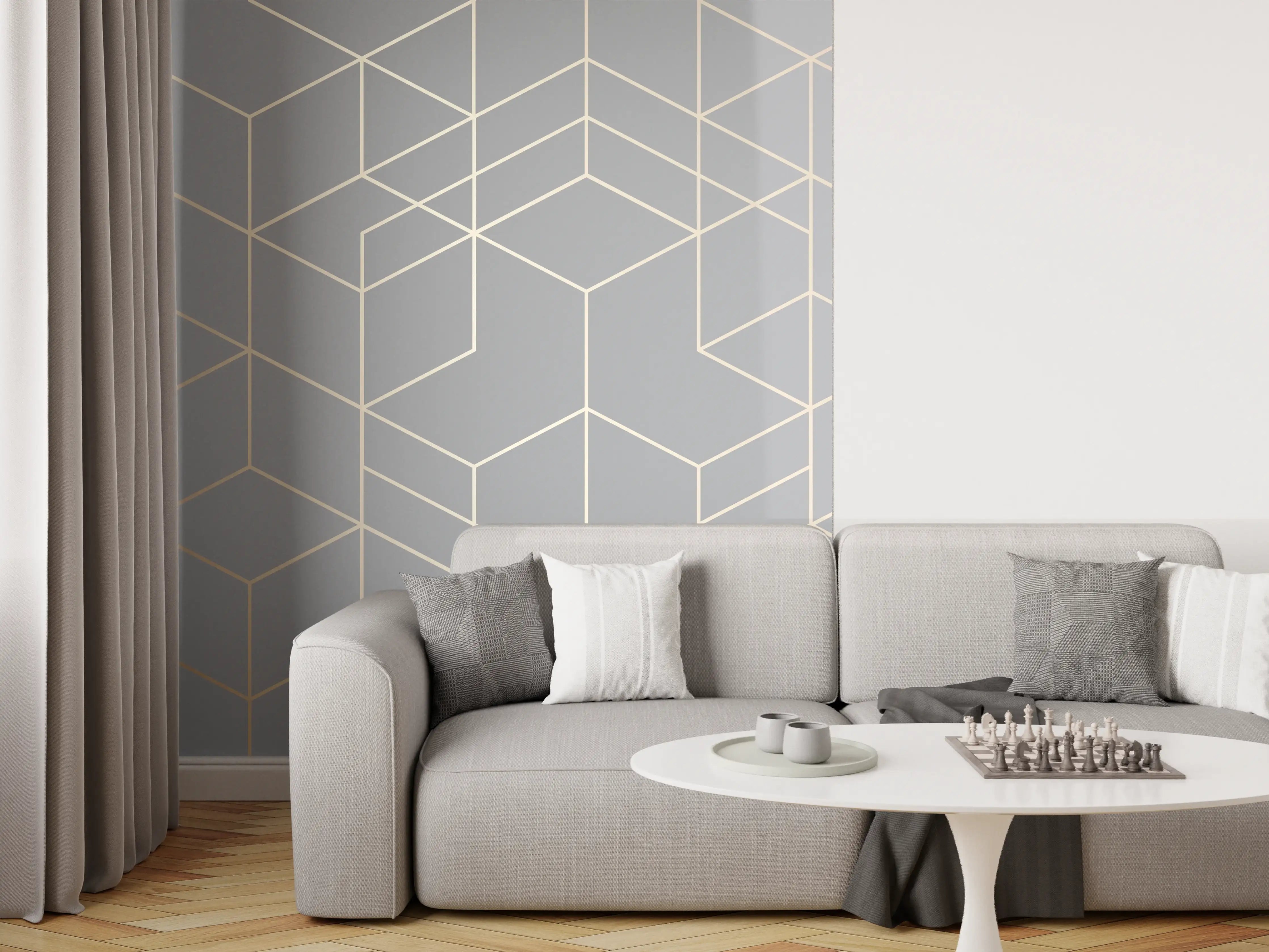 Wandverkleidung Wohnzimmer - Modernes Weiß-Grau-Design