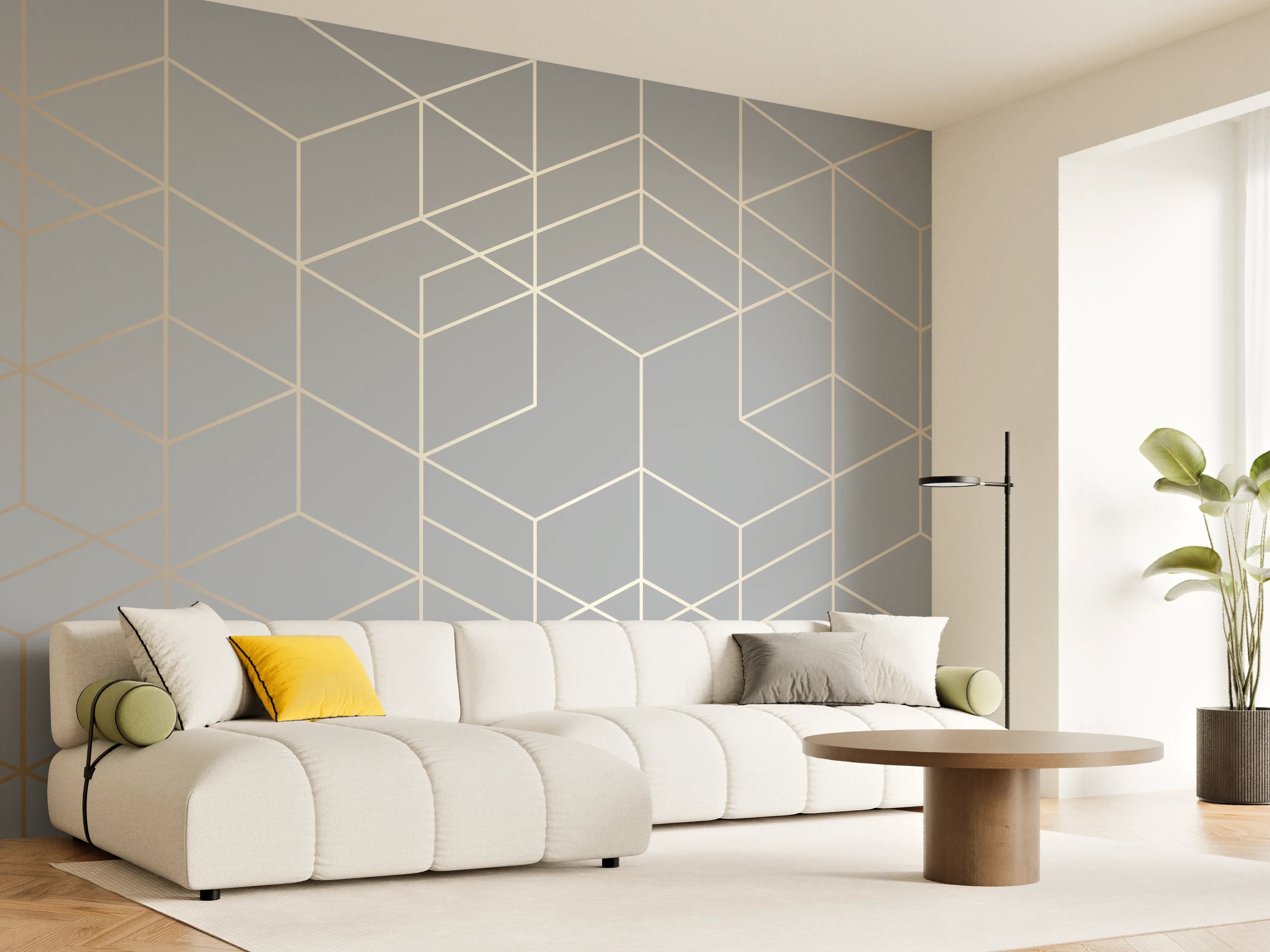 Wandverkleidung Wohnzimmer - Modernes Weiß-Grau-Design