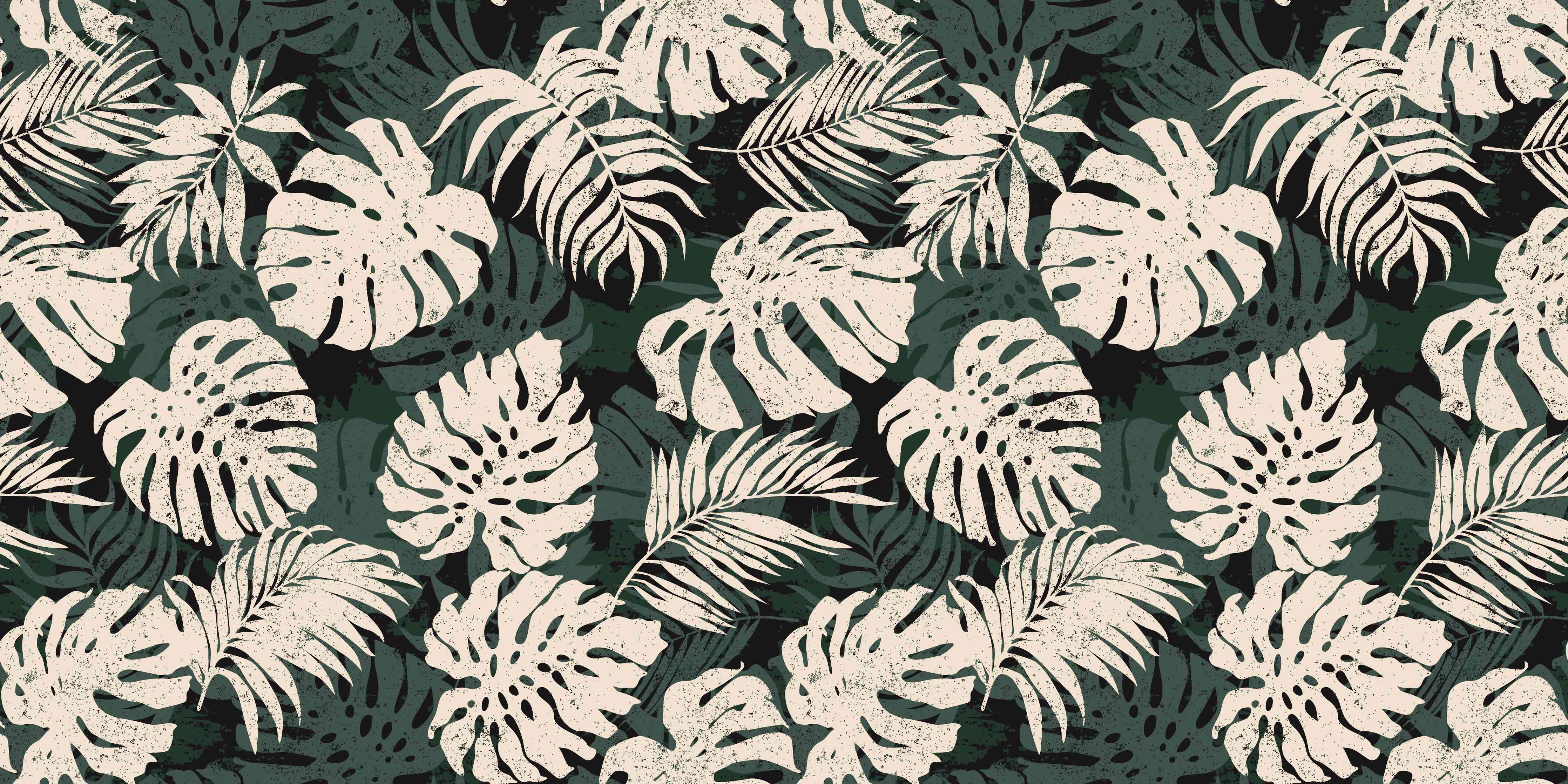 Wandverkleidung Wohnzimmer-Monstera Blattmuster Grün-Beige
