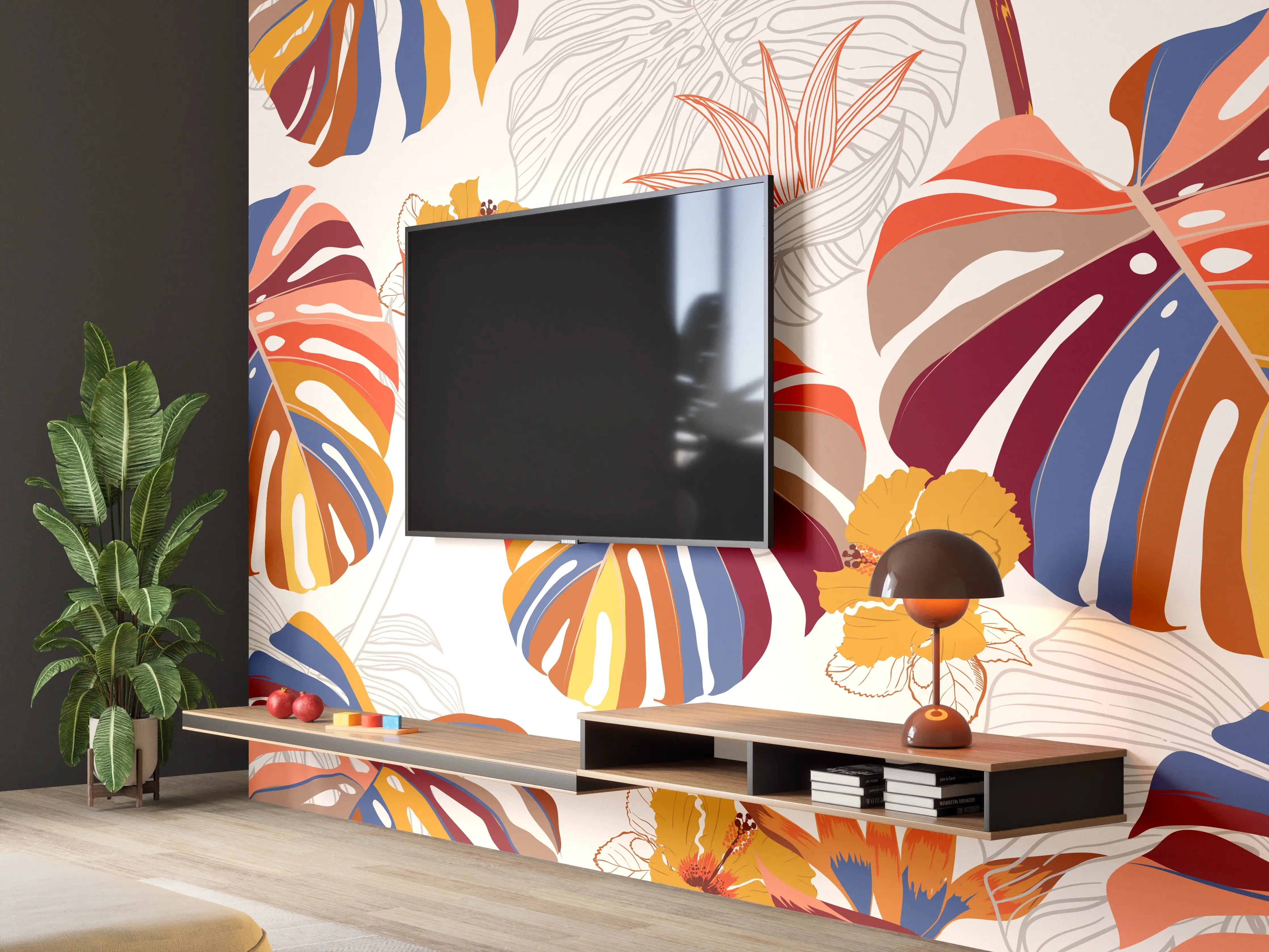 Wandverkleidung Wohnzimmer - Monstera Sunkiss Tropic