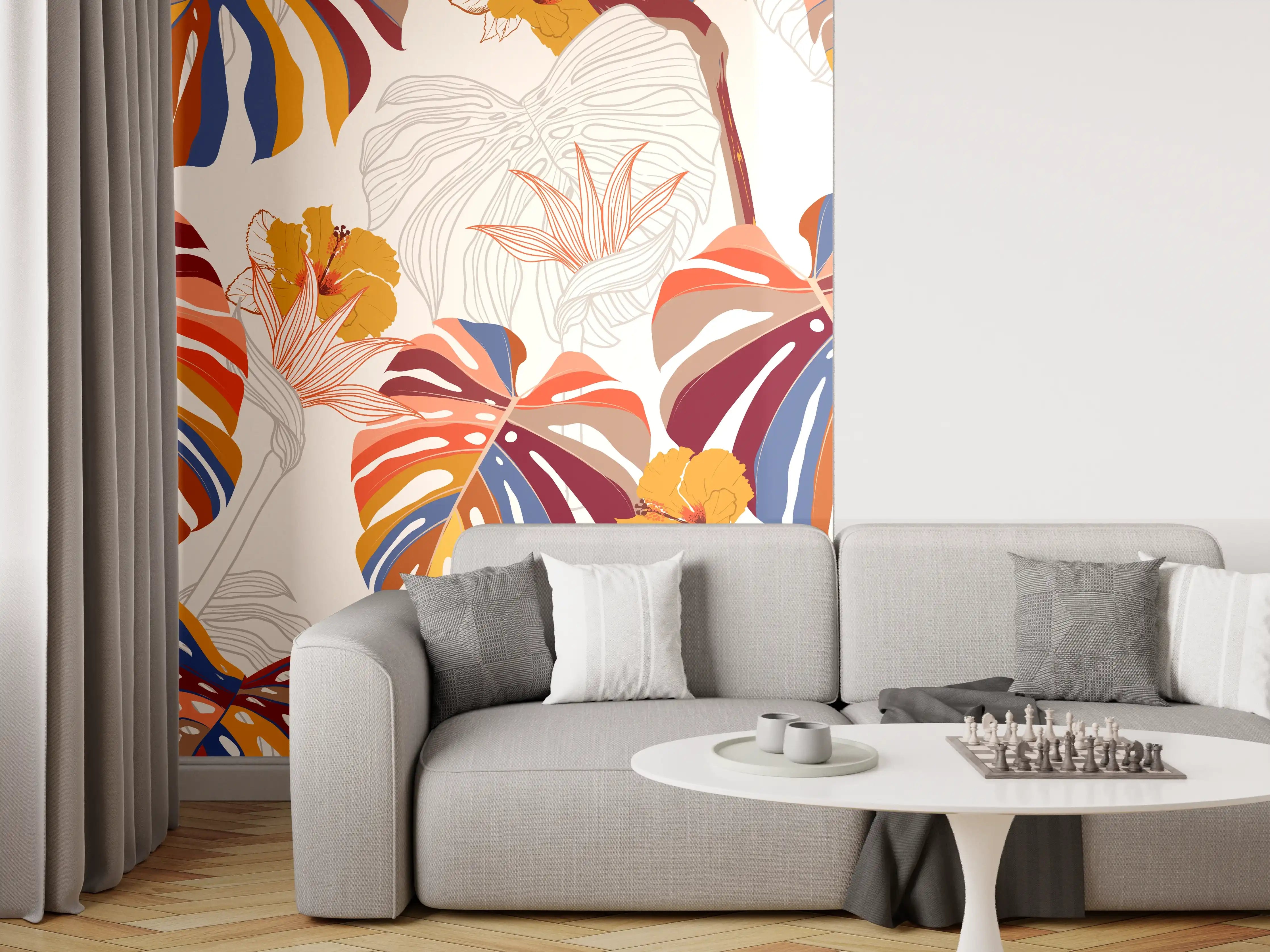 Wandverkleidung Wohnzimmer - Monstera Sunkiss Tropic