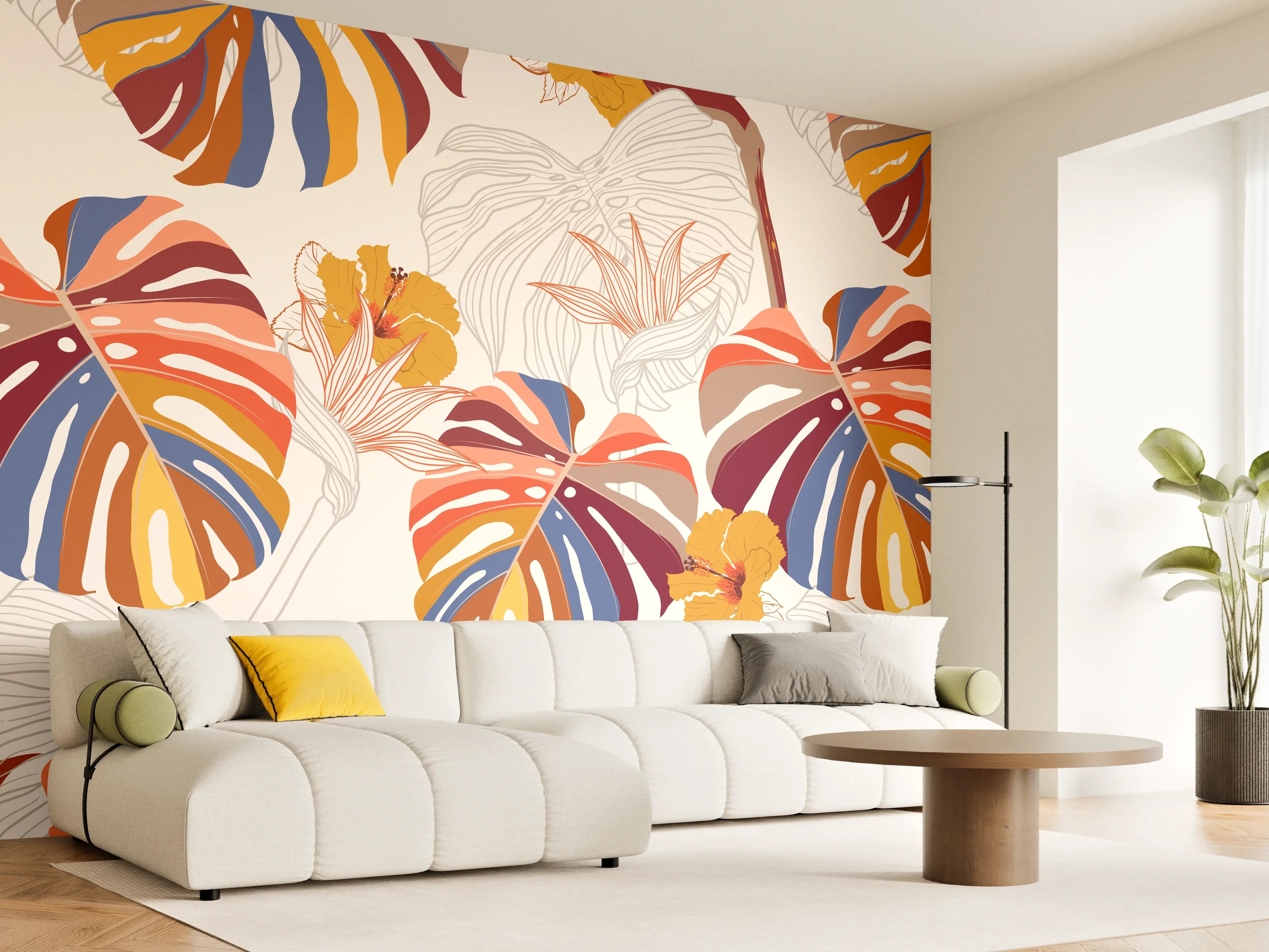 Wandverkleidung Wohnzimmer - Monstera Sunkiss Tropic