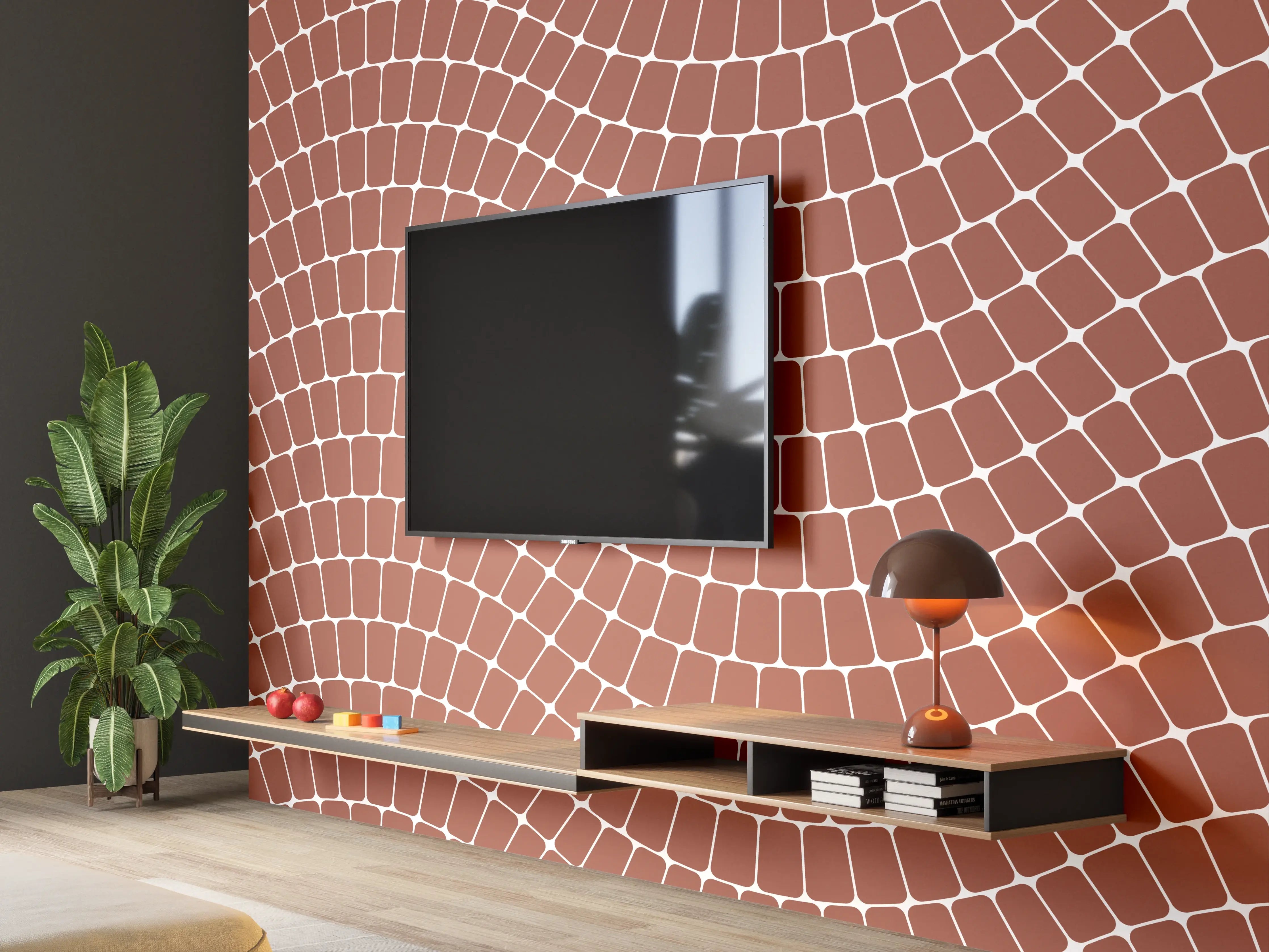 Wandverkleidung Wohnzimmer - Mosaik Fliesendesign in Erdtönen