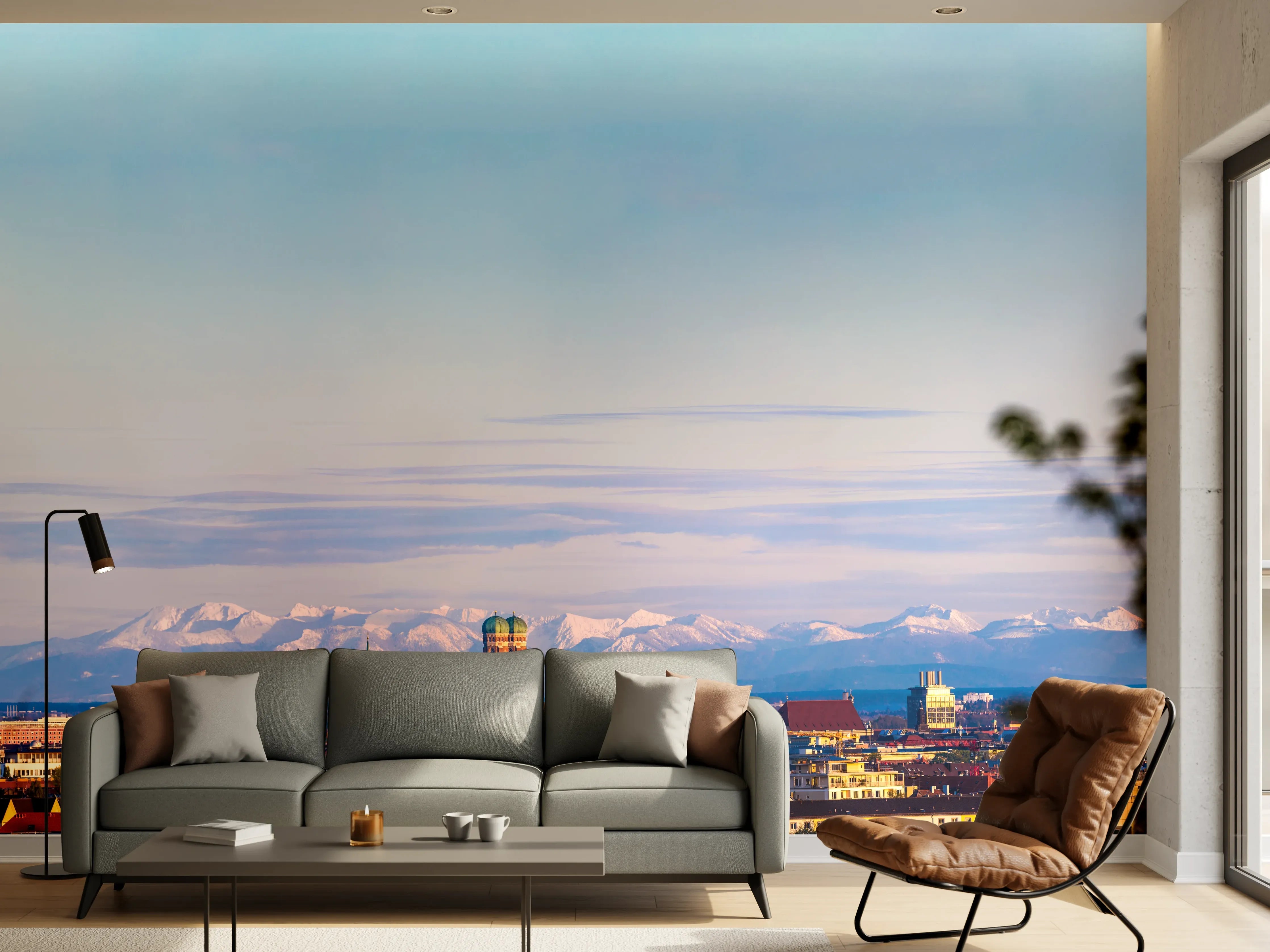 Wandverkleidung Wohnzimmer - München Alpen Panorama