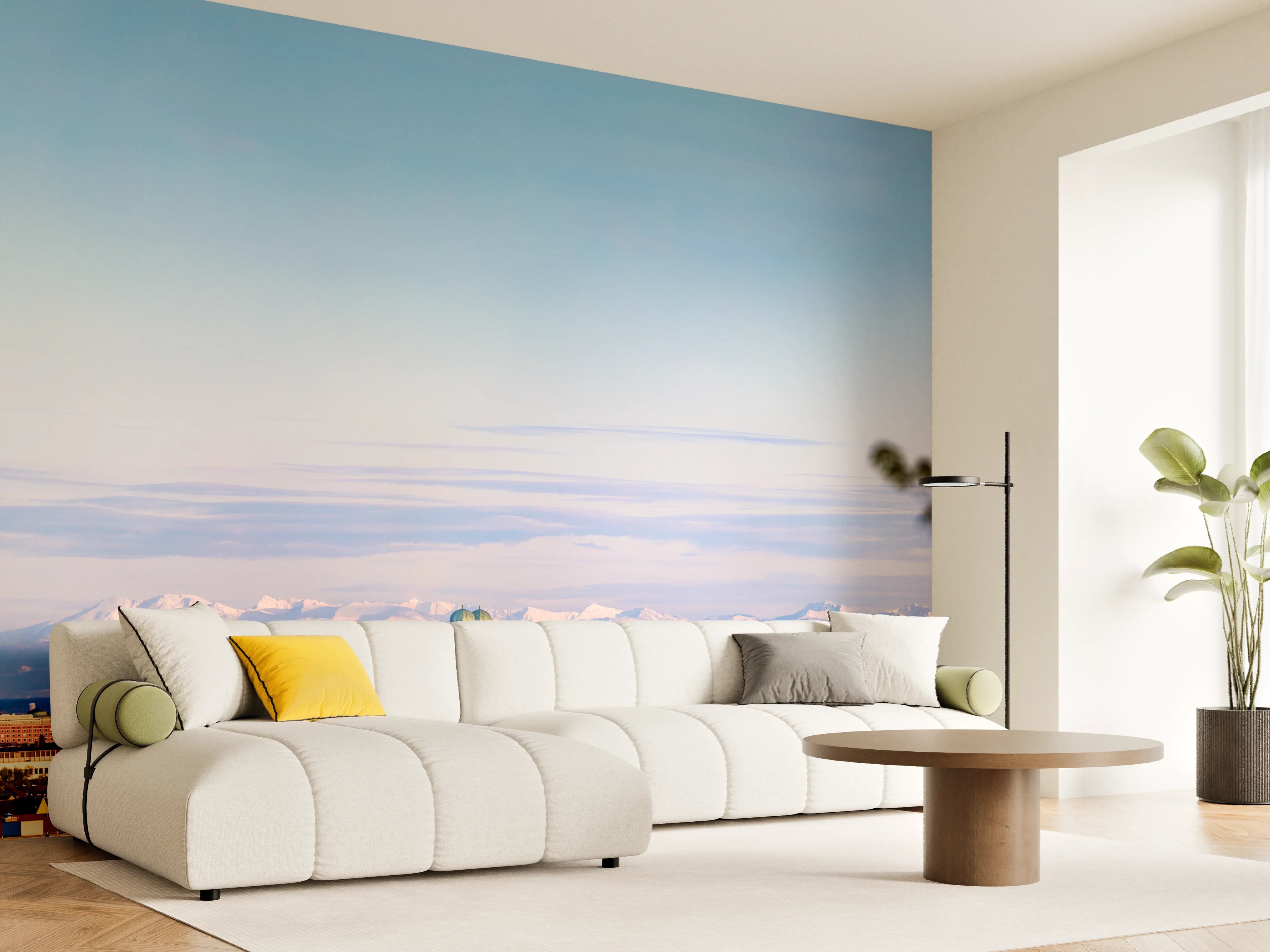 Wandverkleidung Wohnzimmer - München Alpen Panorama