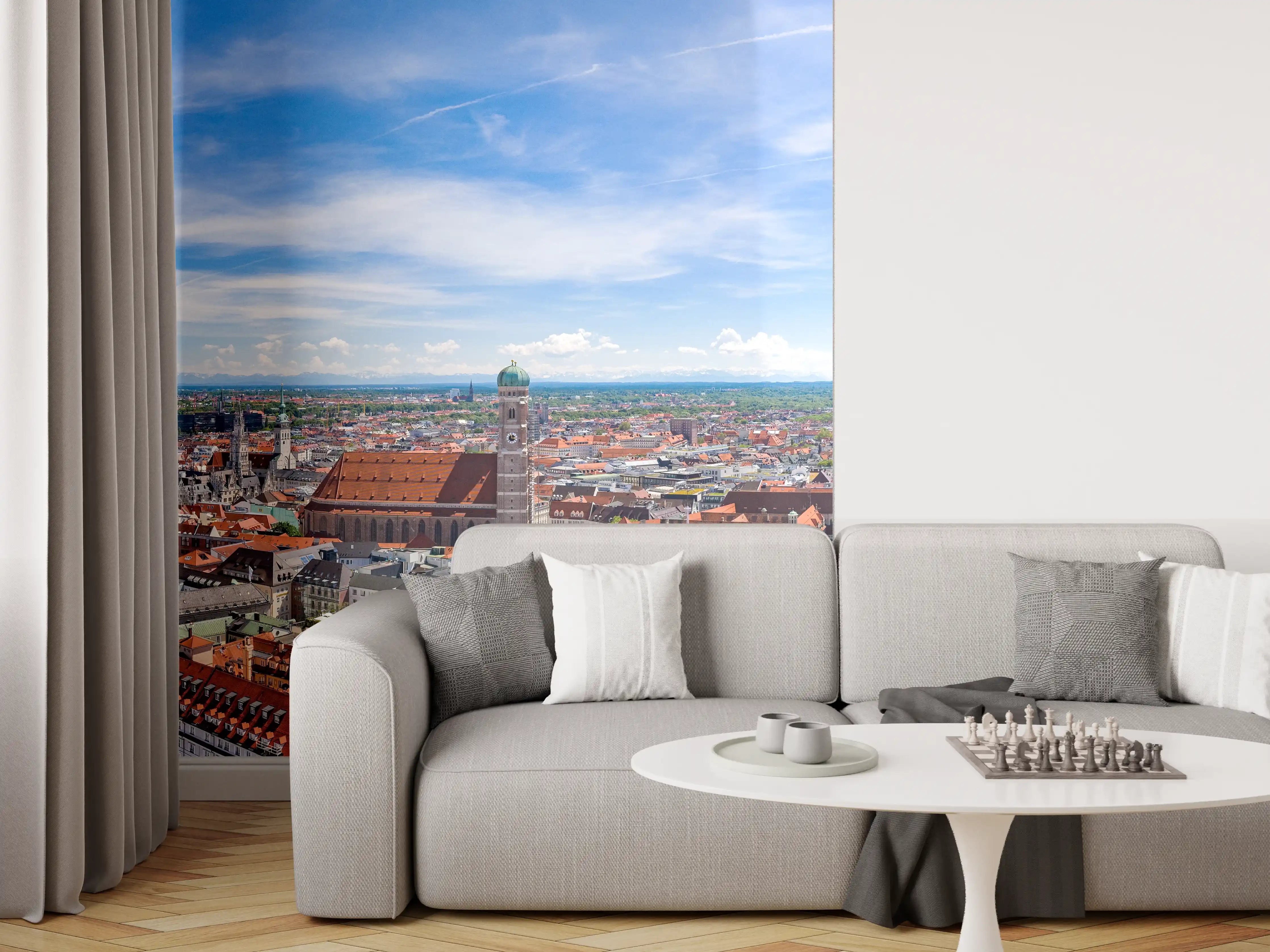 Wandverkleidung Wohnzimmer - München Panorama