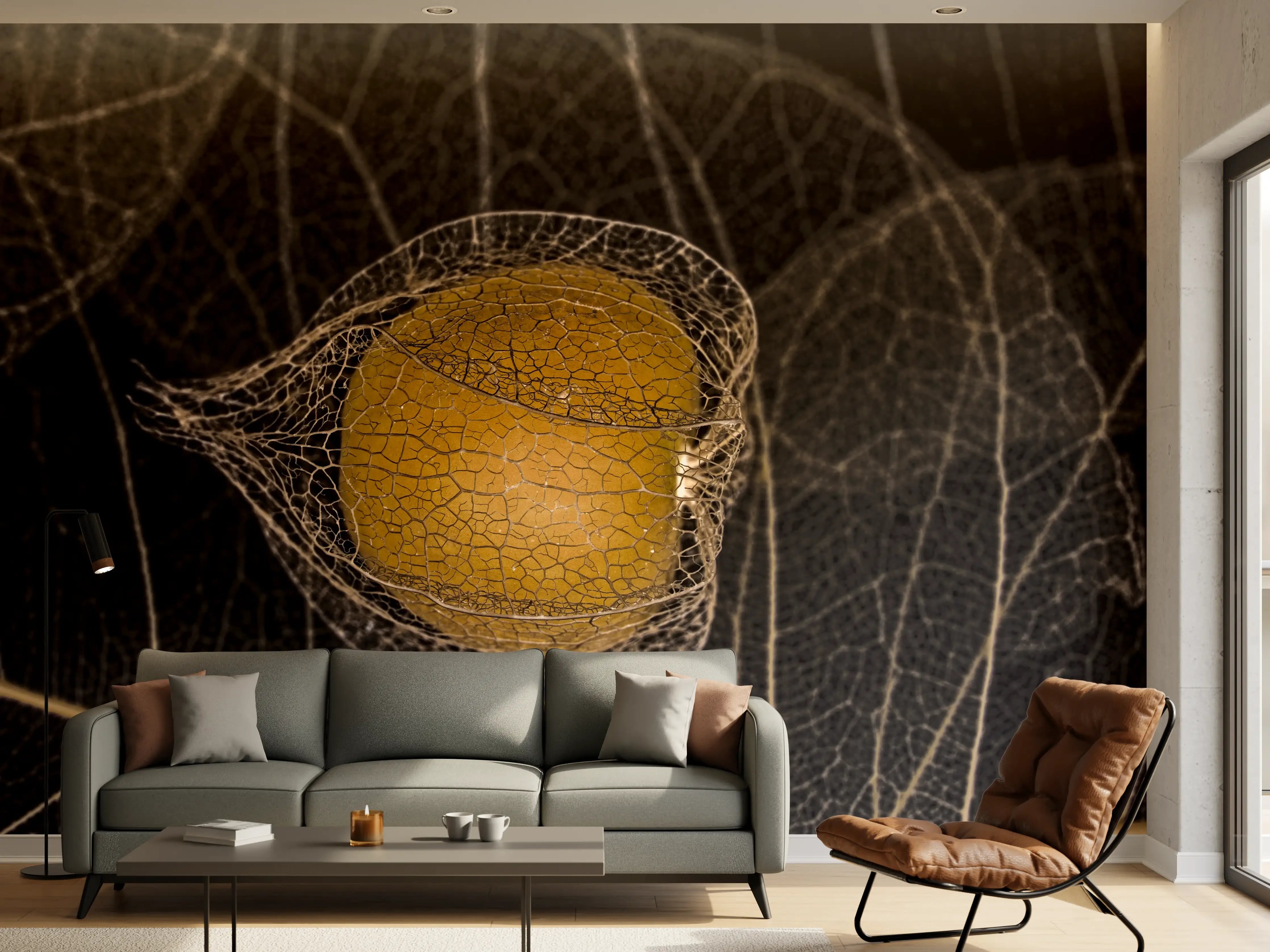 Wandverkleidung Wohnzimmer - Murmelnde Naturdetails in Schwarz-Weiß