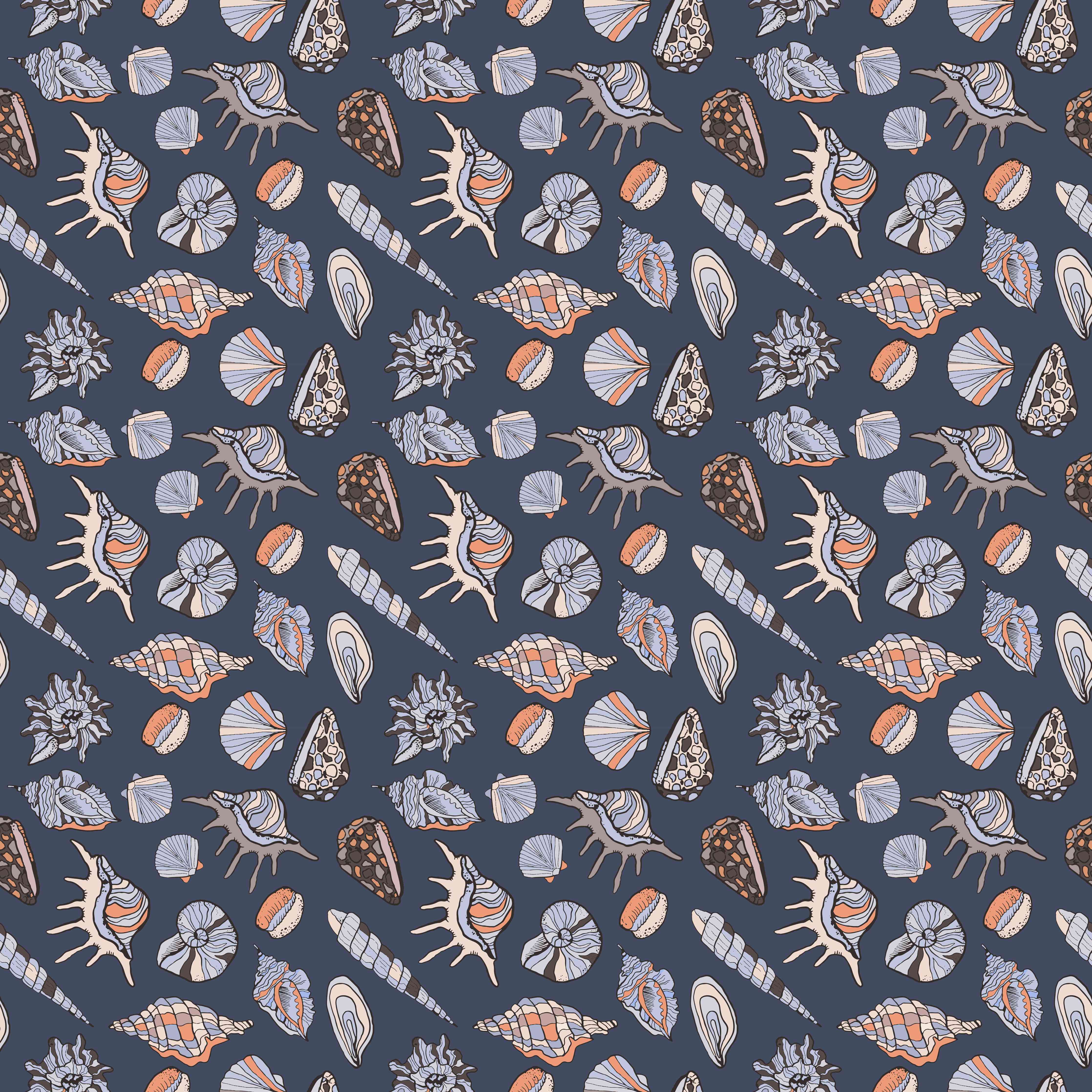 Wandverkleidung Wohnzimmer-Muschelmuster Navy Beige Orange