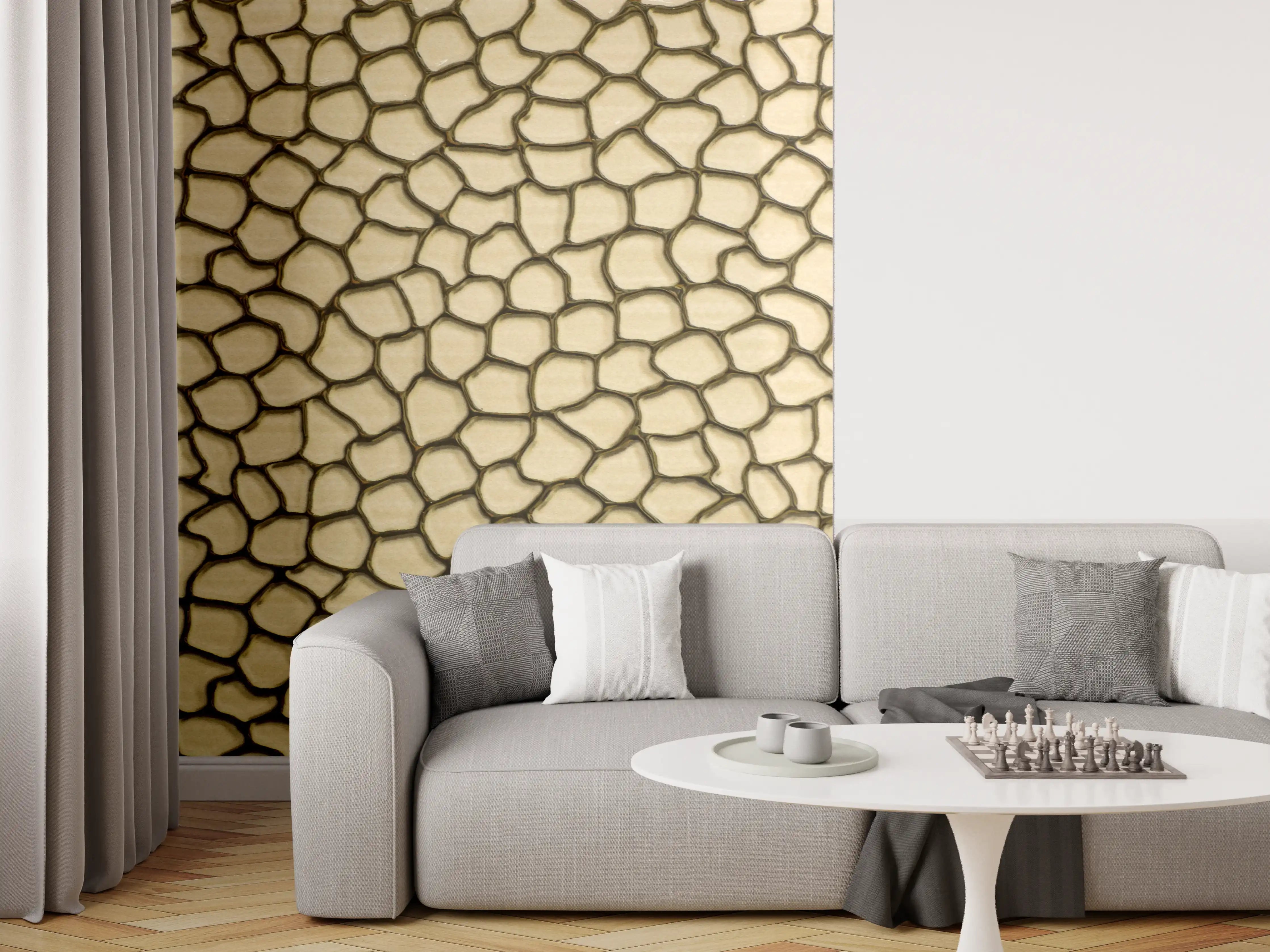 Wandverkleidung Wohnzimmer - Muster der Crackle-Textur in Gold