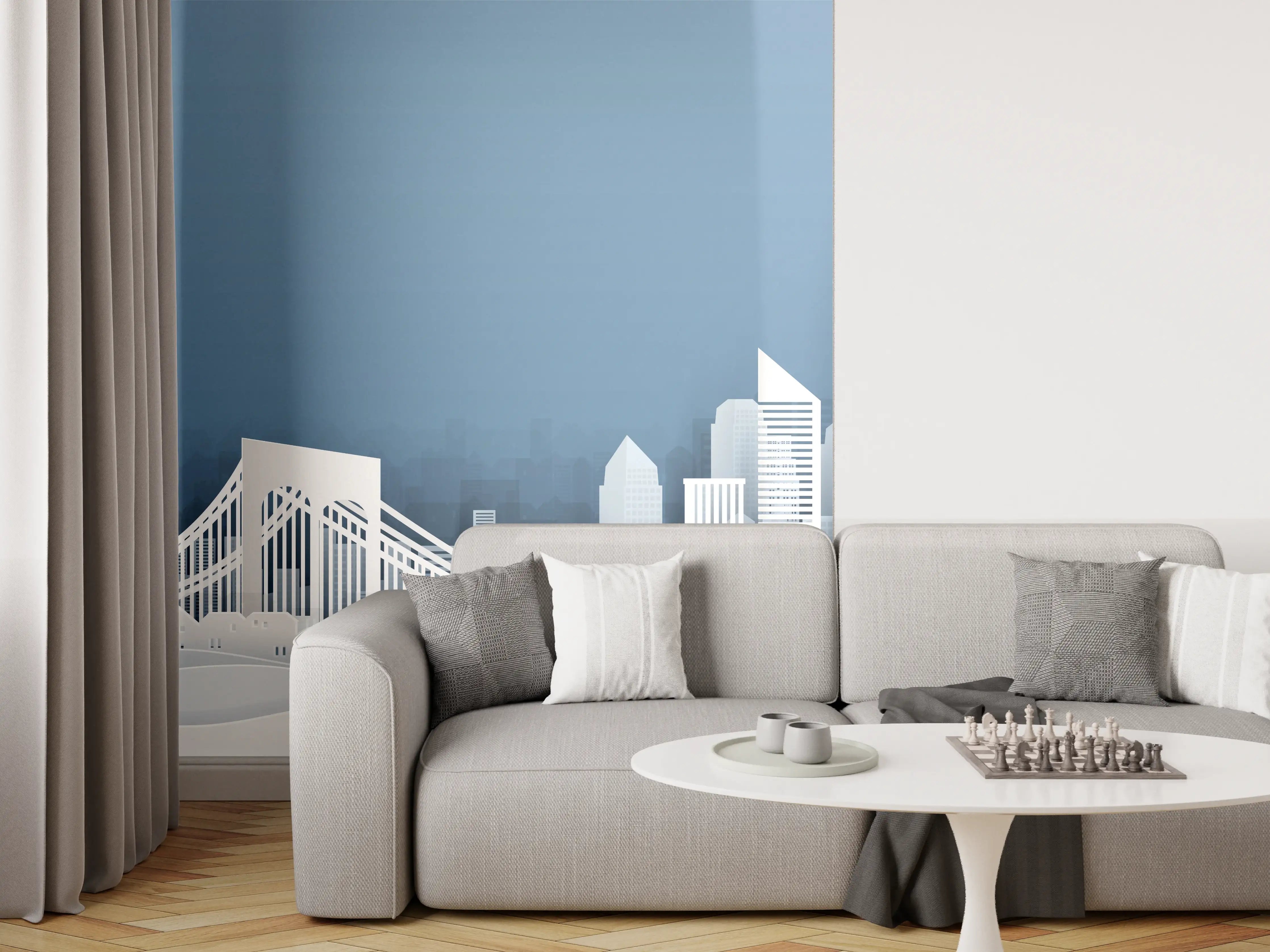 Wandverkleidung Wohnzimmer - NYC-Skyline Papercut Weiß