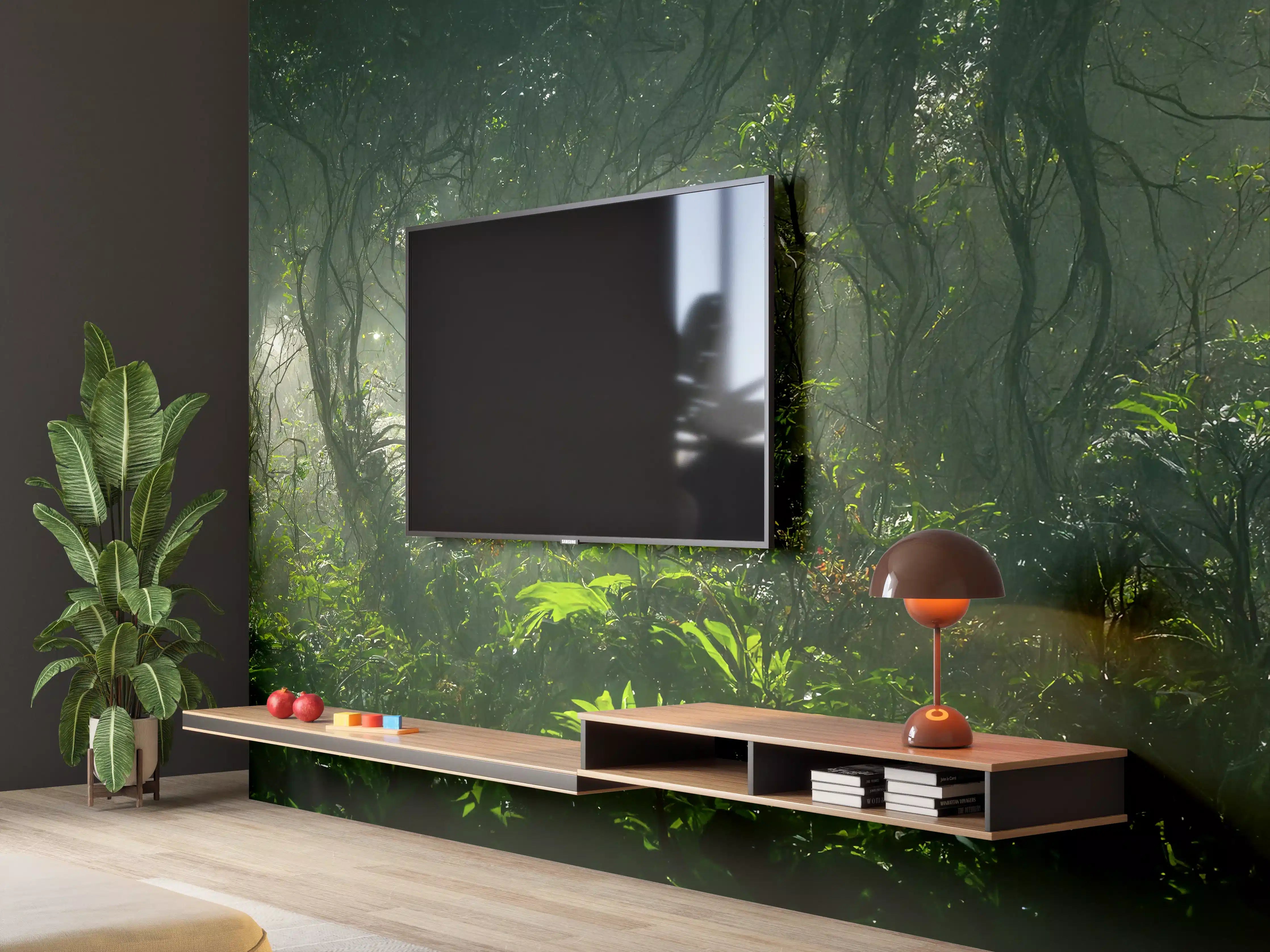 Wandverkleidung Wohnzimmer - Nachtlandschaft des Dschungels
