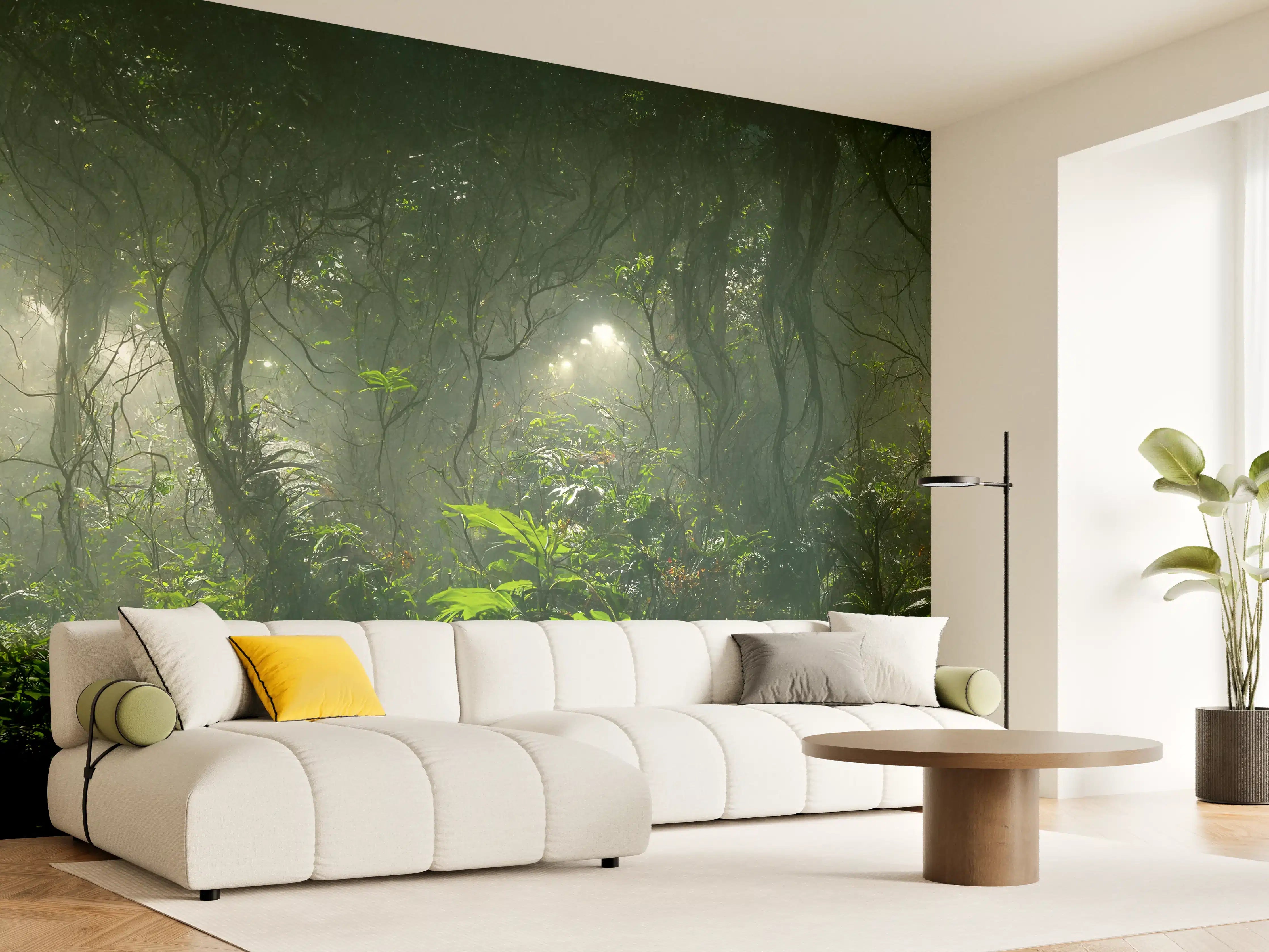 Wandverkleidung Wohnzimmer - Nachtlandschaft des Dschungels