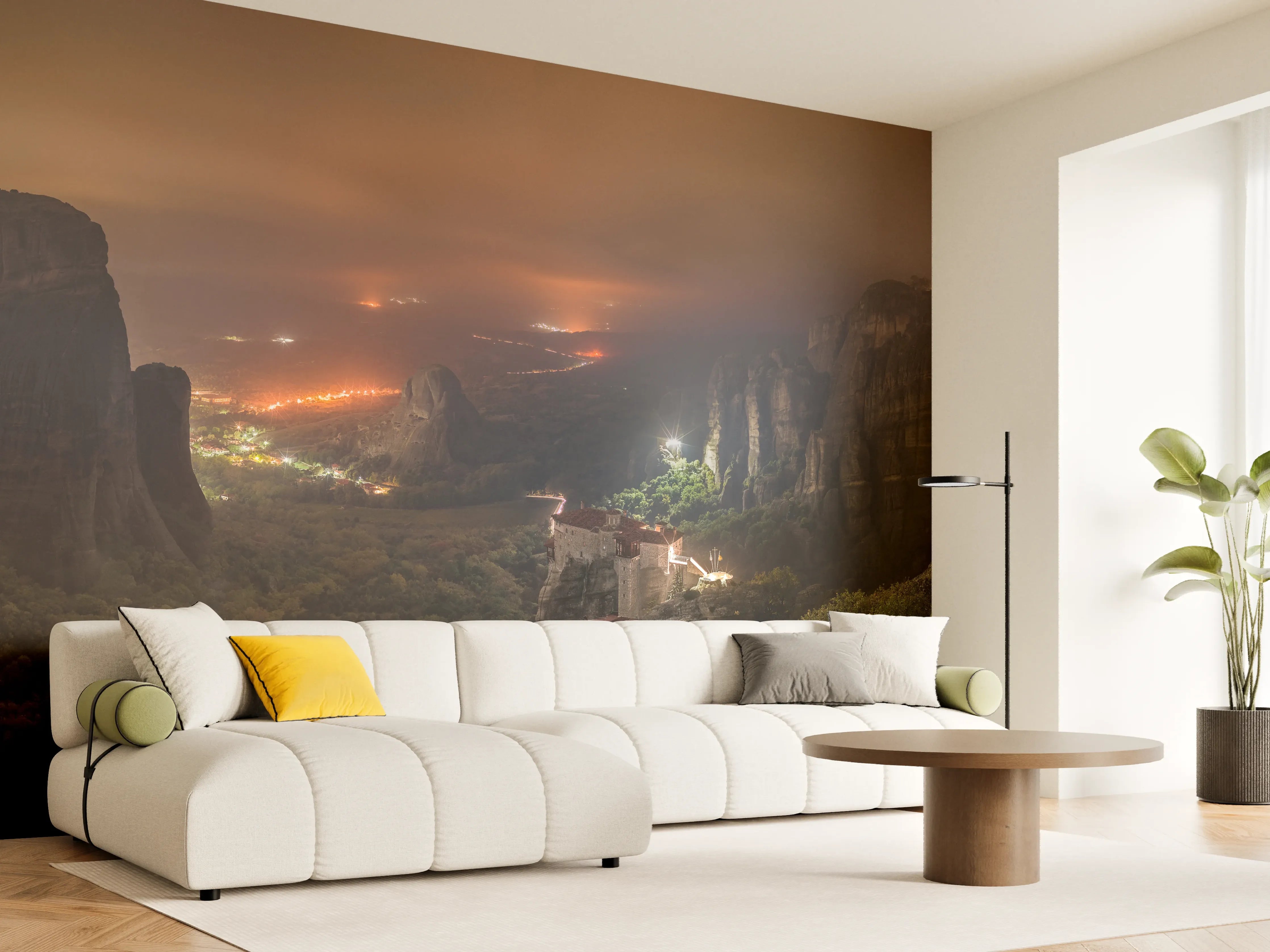 Wandverkleidung Wohnzimmer - Nächtlicher Blick auf Meteora Berge