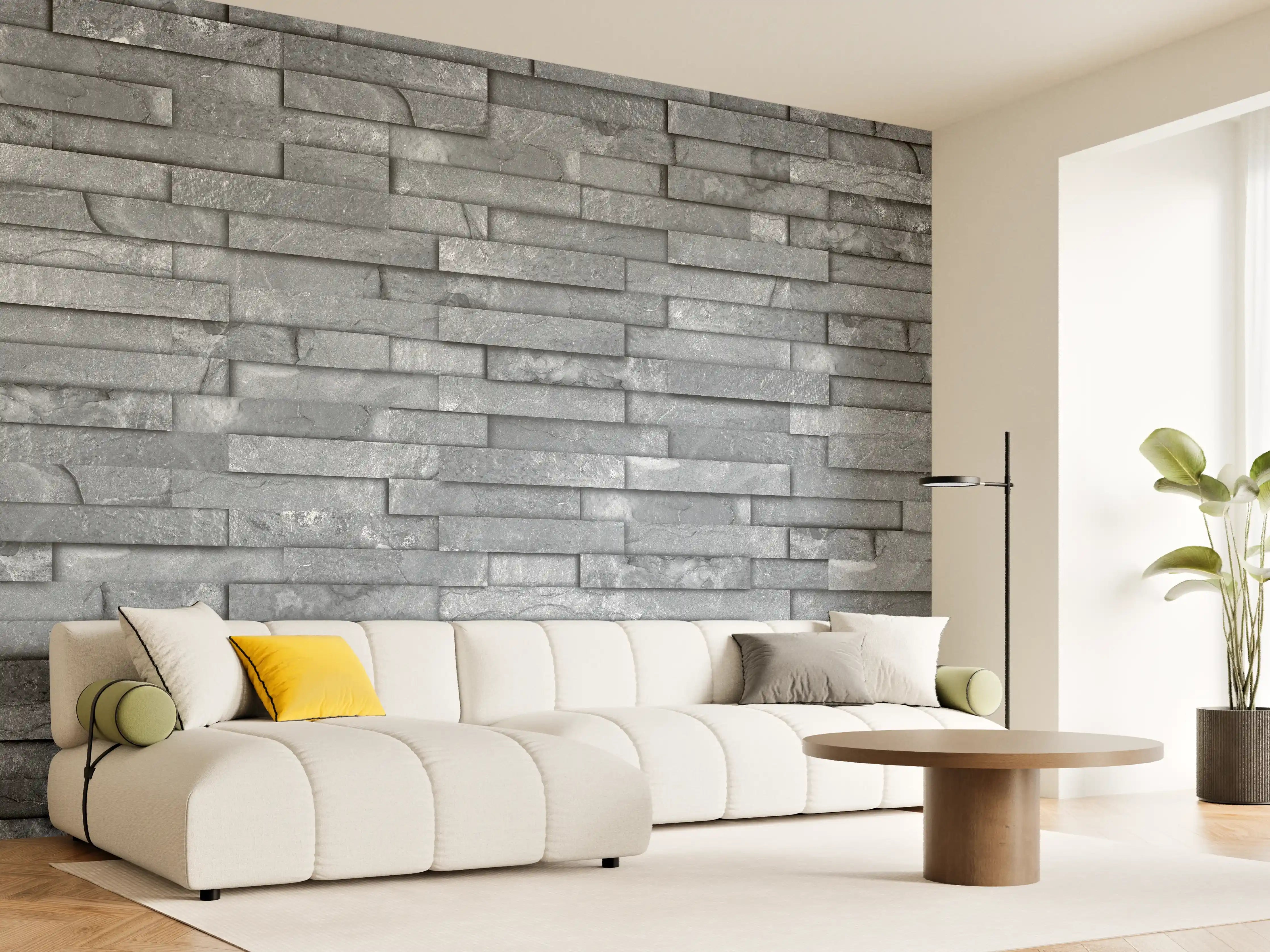 Wandverkleidung Wohnzimmer - Nahtlose graue Schiefersteinwand Textur