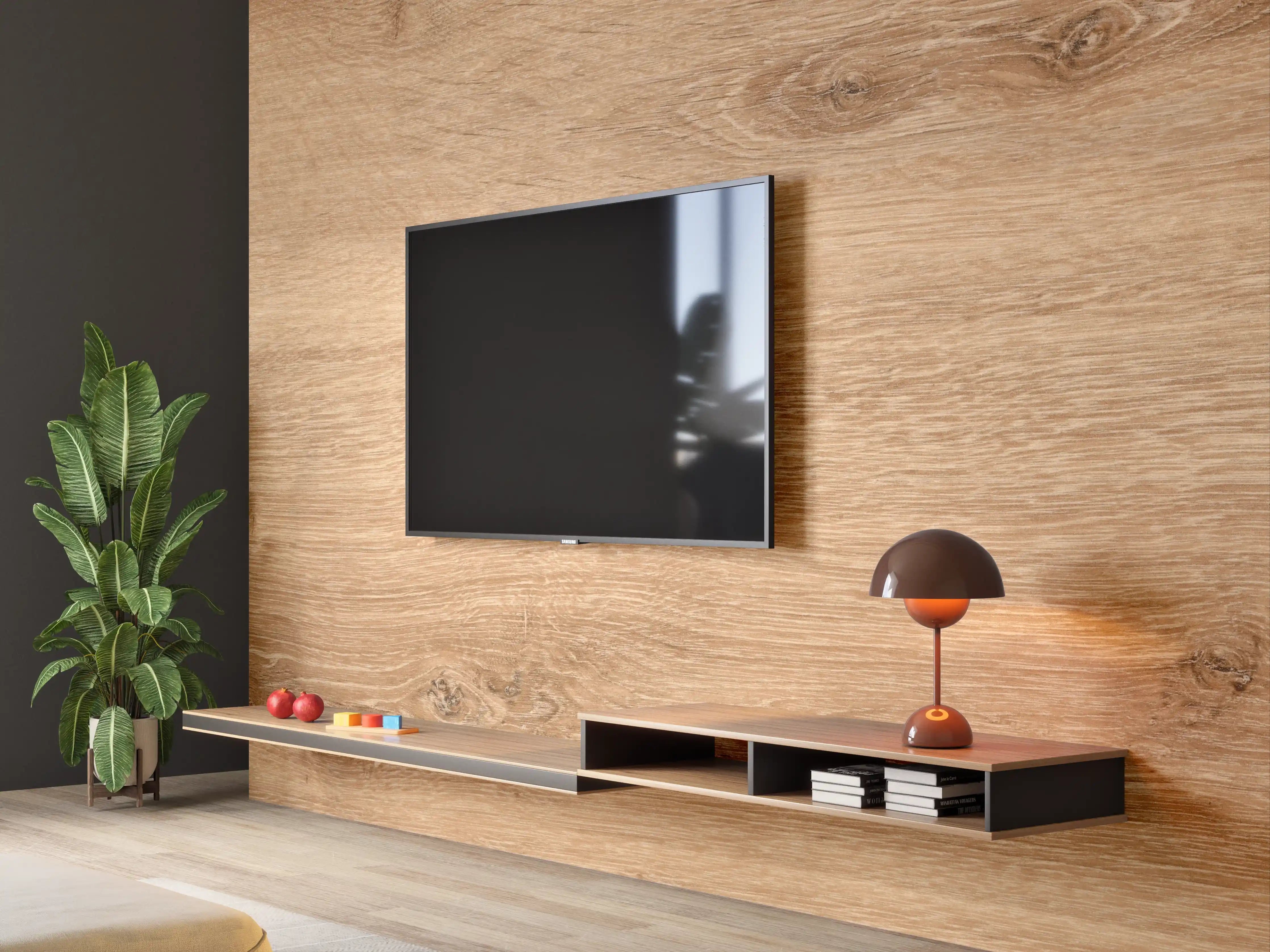 Wandverkleidung Wohnzimmer - Natürliche Bambusholz Planke