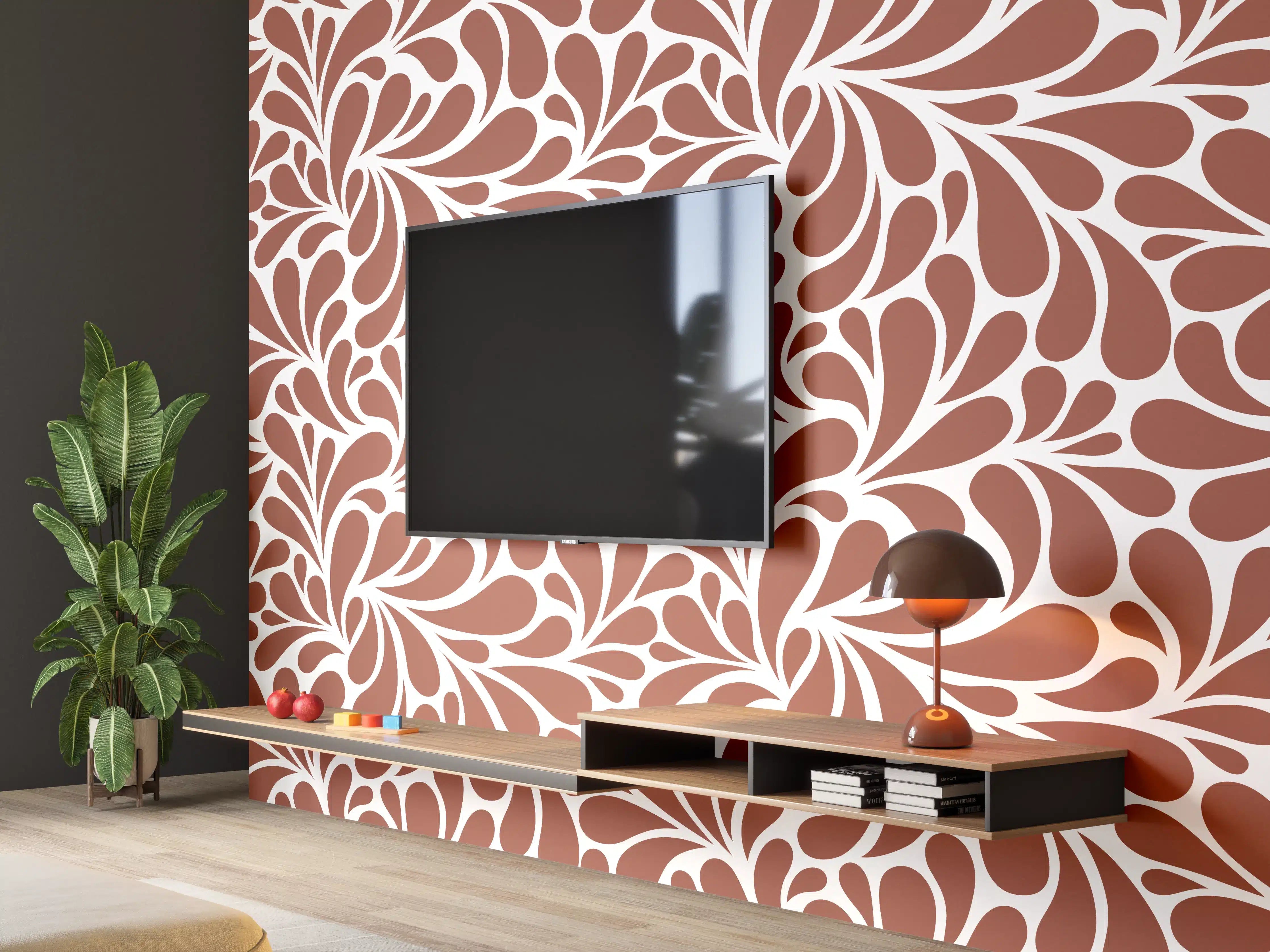Wandverkleidung Wohnzimmer - Natürliche Blätter-Muster