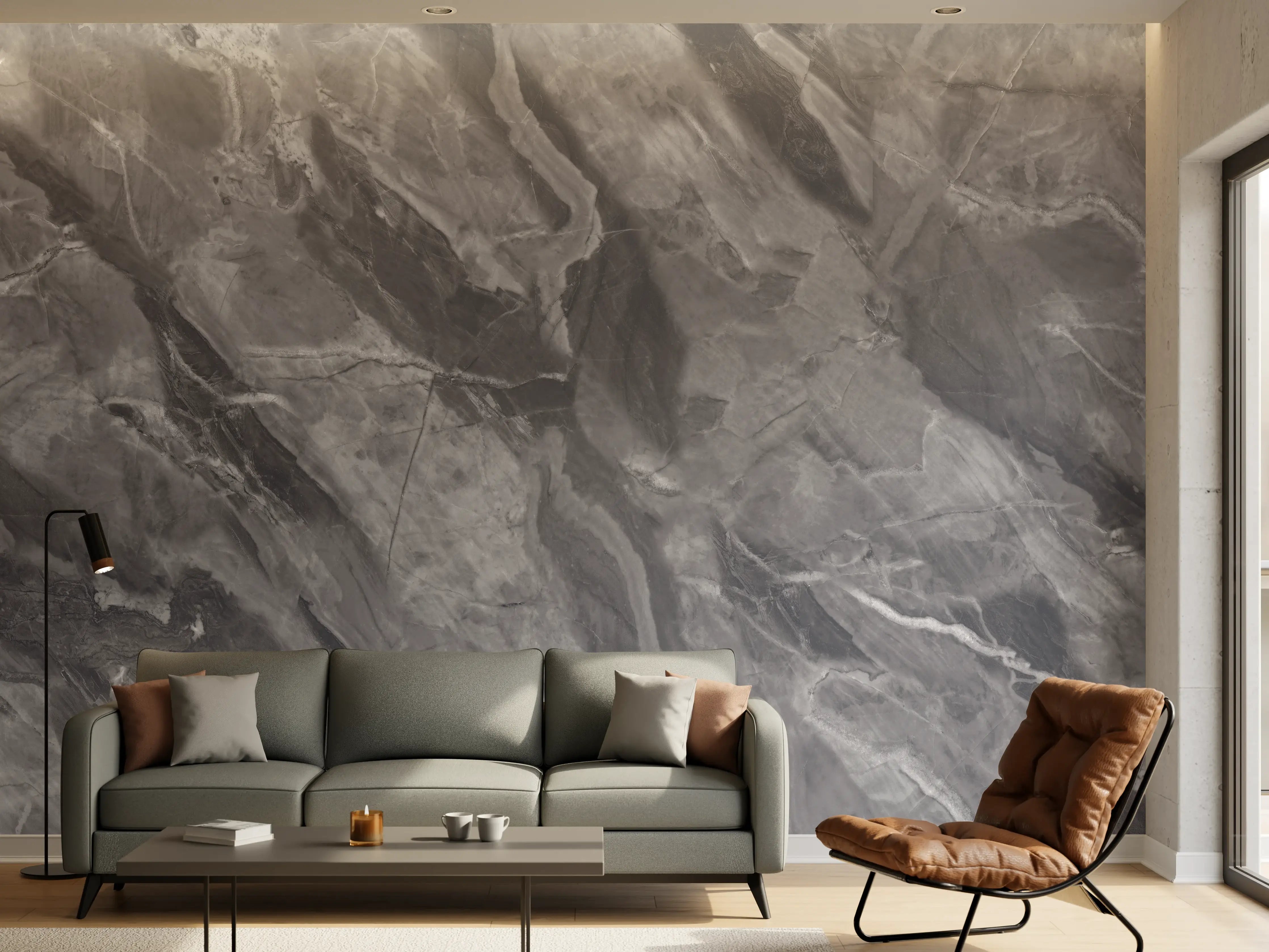 Wandverkleidung Wohnzimmer - Natürliche Breccia-Marmorfliesen