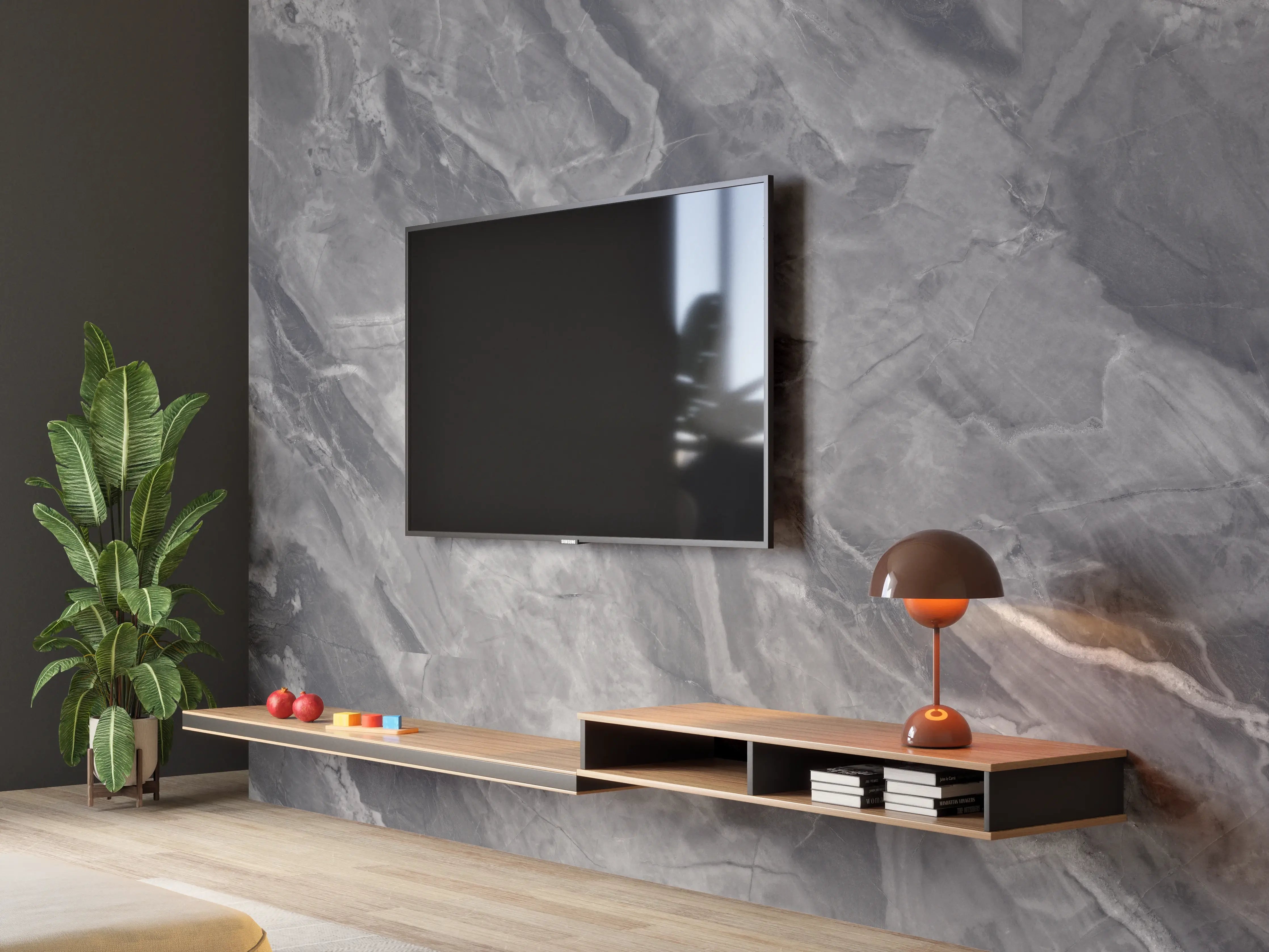 Wandverkleidung Wohnzimmer - Natürliche Breccia-Marmorfliesen