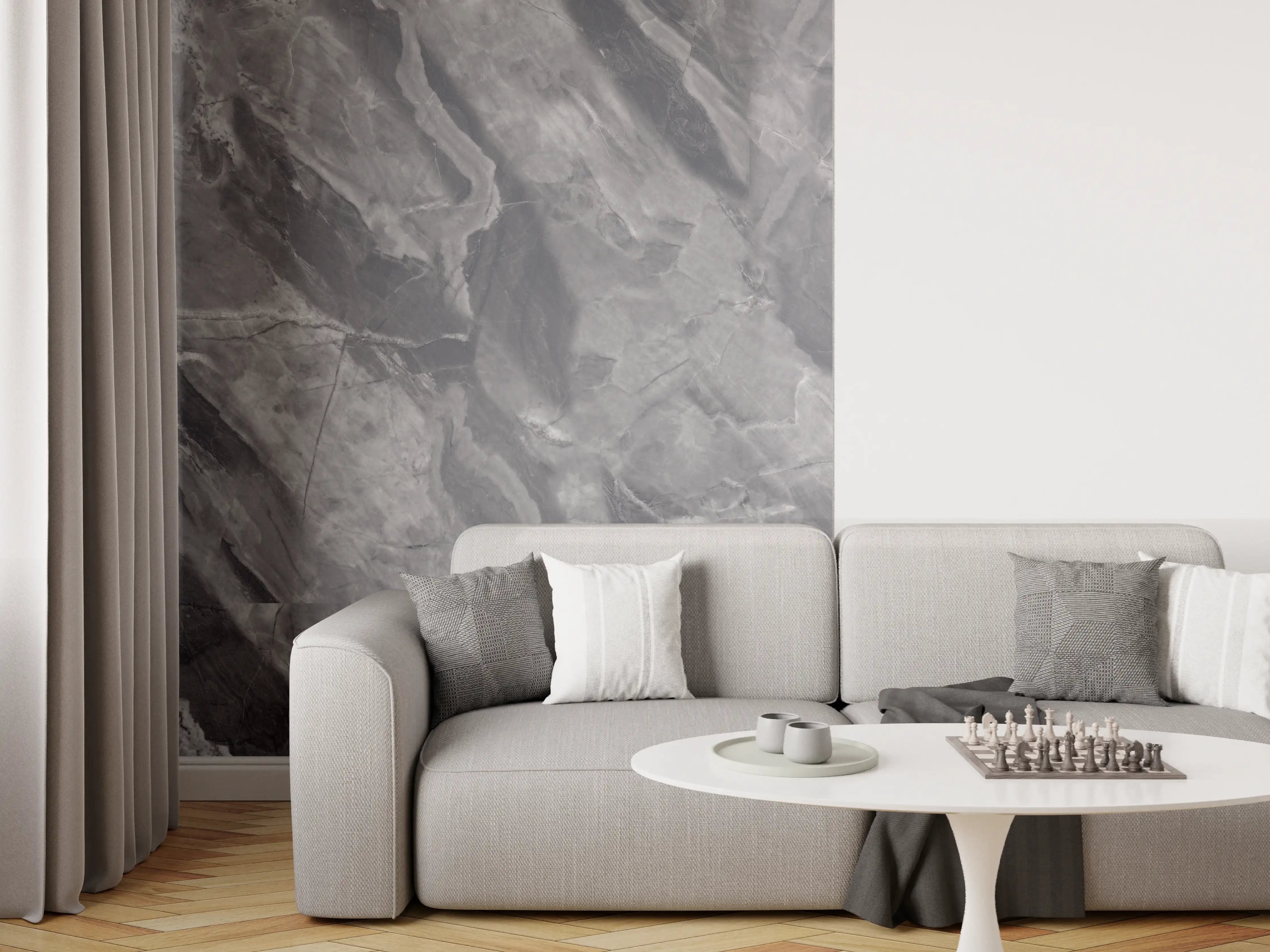 Wandverkleidung Wohnzimmer - Natürliche Breccia-Marmorfliesen