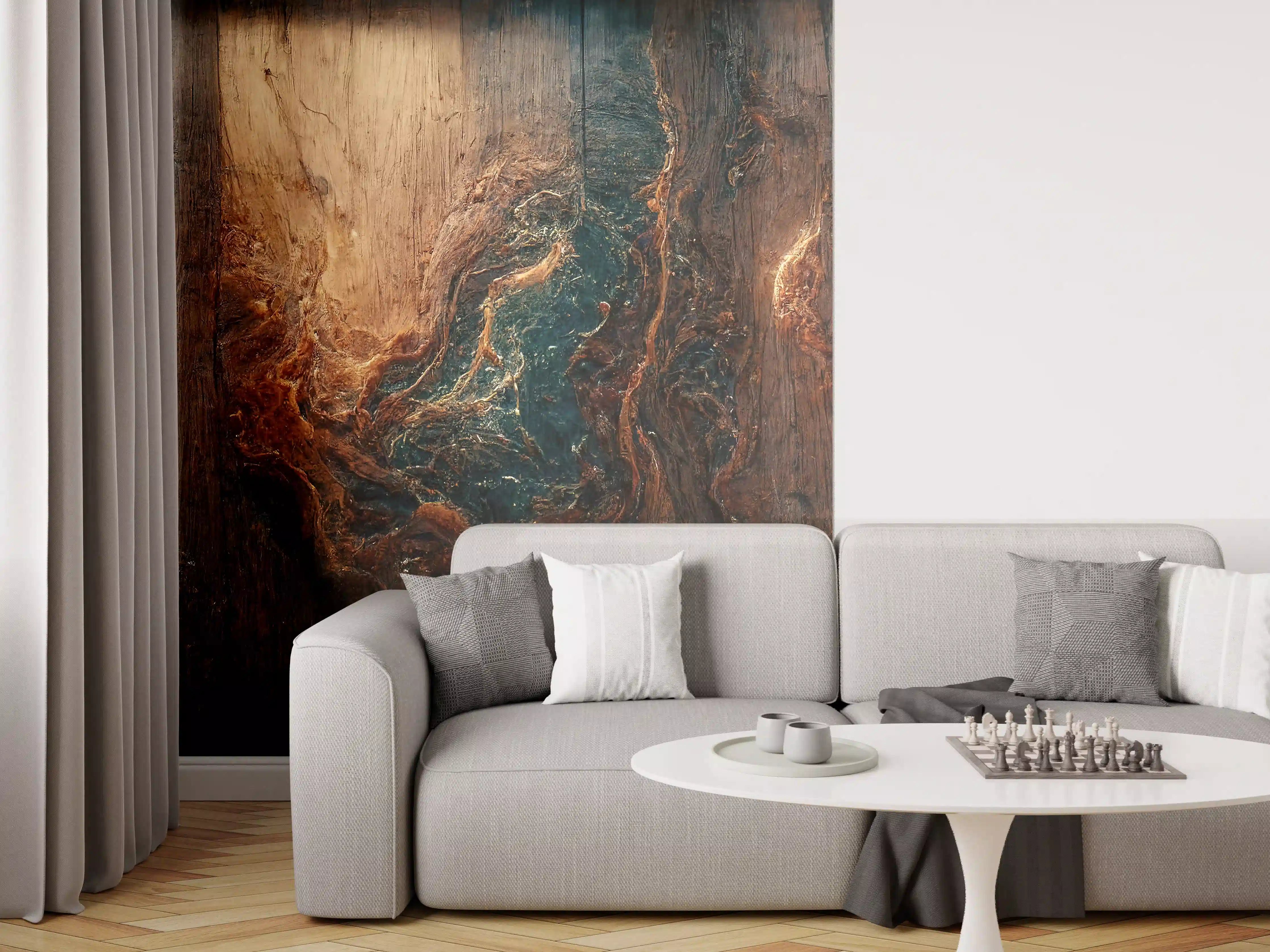Wandverkleidung Wohnzimmer - Natürliche Holzmaserung mit einzigartigem Muster