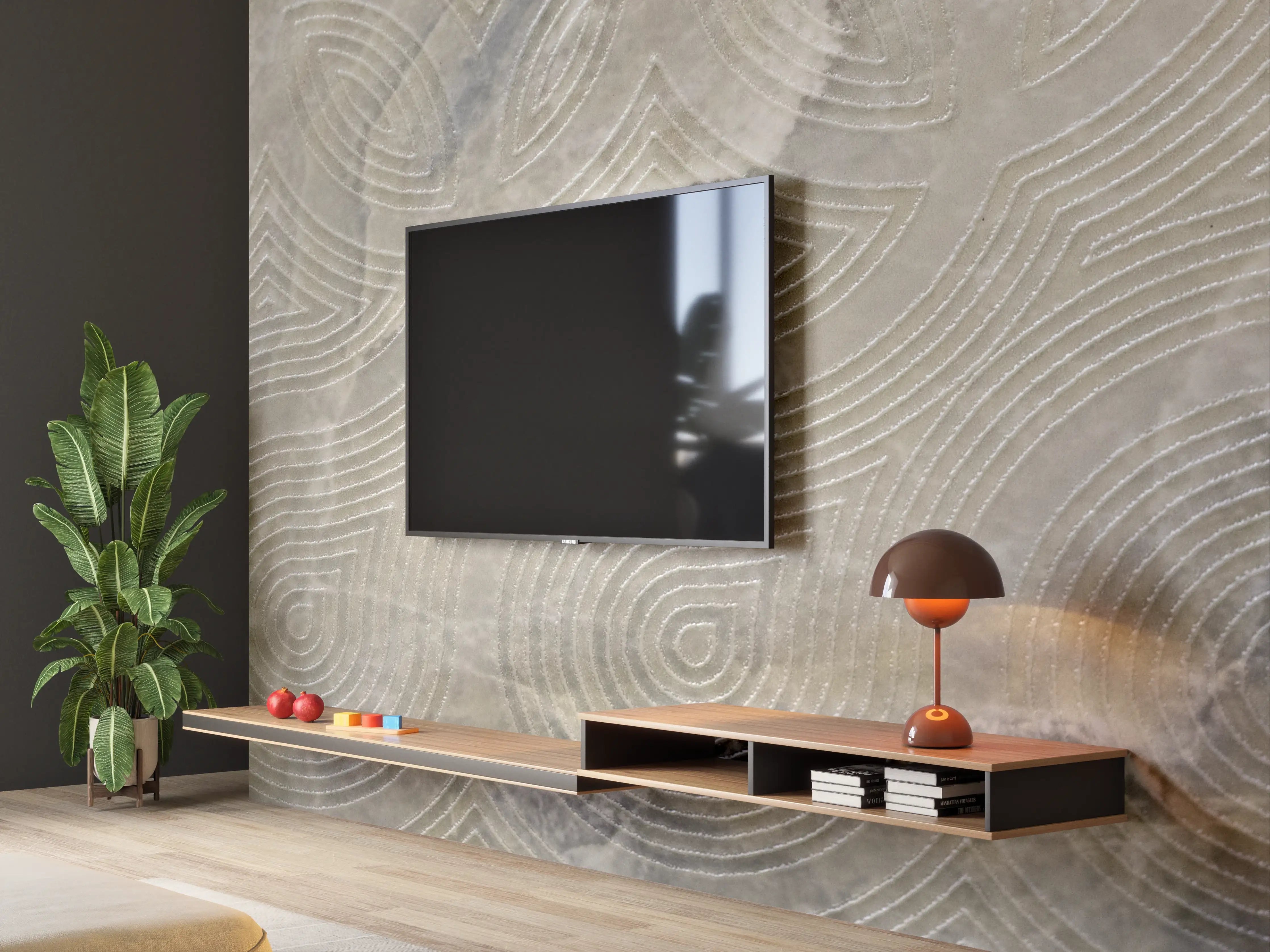 Wandverkleidung Wohnzimmer - Natürliche Holzmuster Wanddekoration