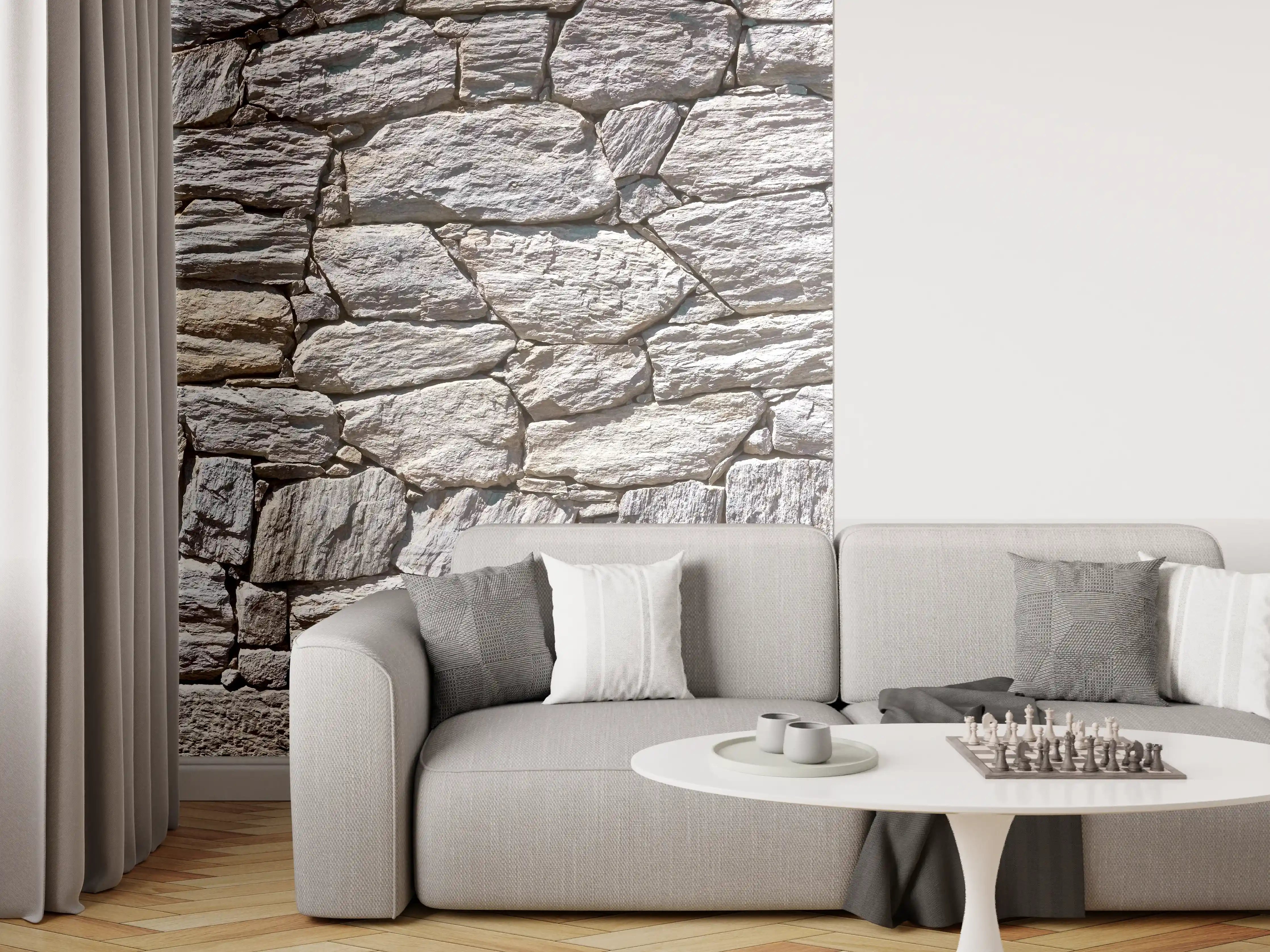 Wandverkleidung Wohnzimmer - Natürliche Steinmauer
