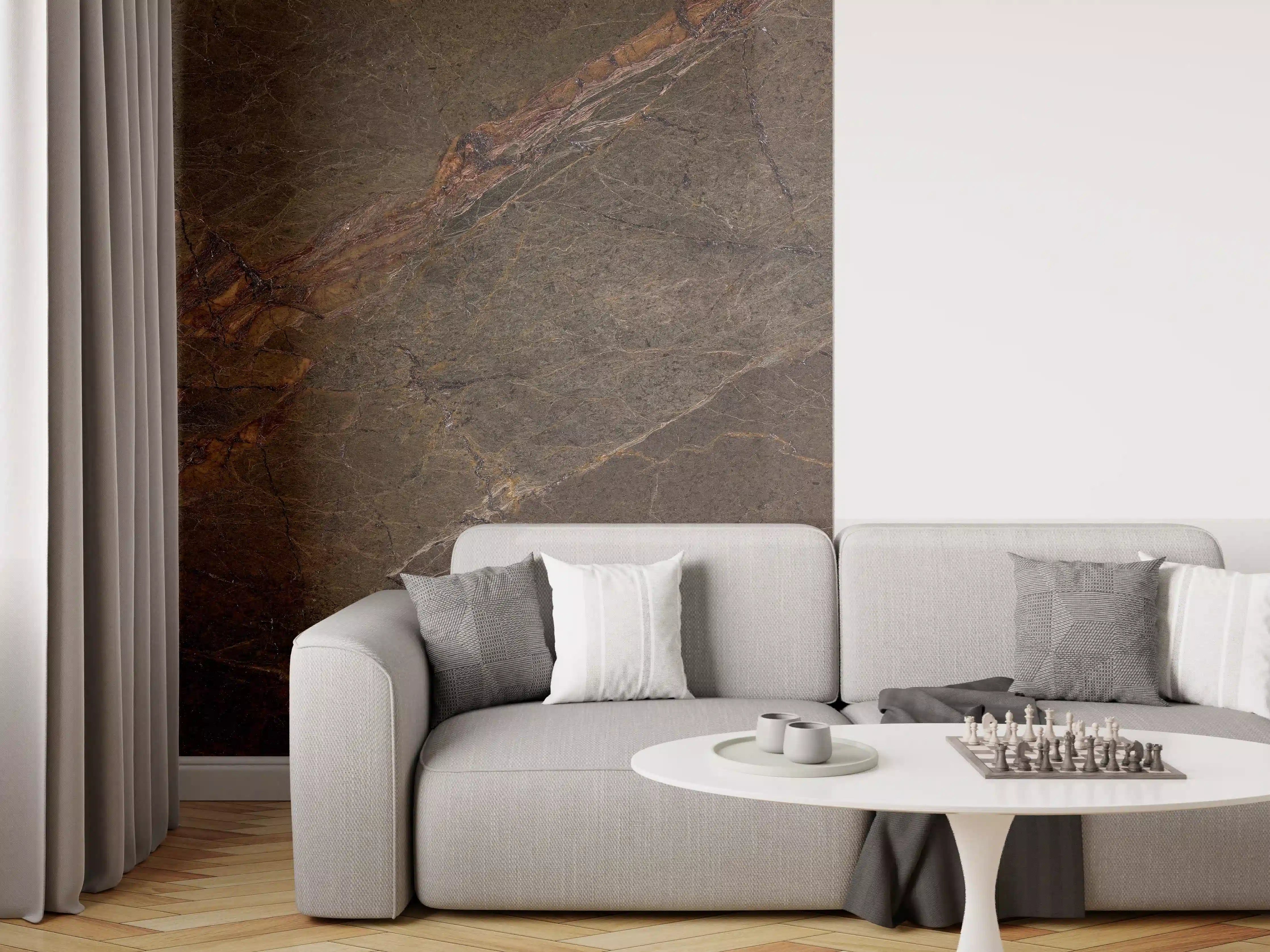 Wandverkleidung Wohnzimmer - Natürliches Mamorstein Design