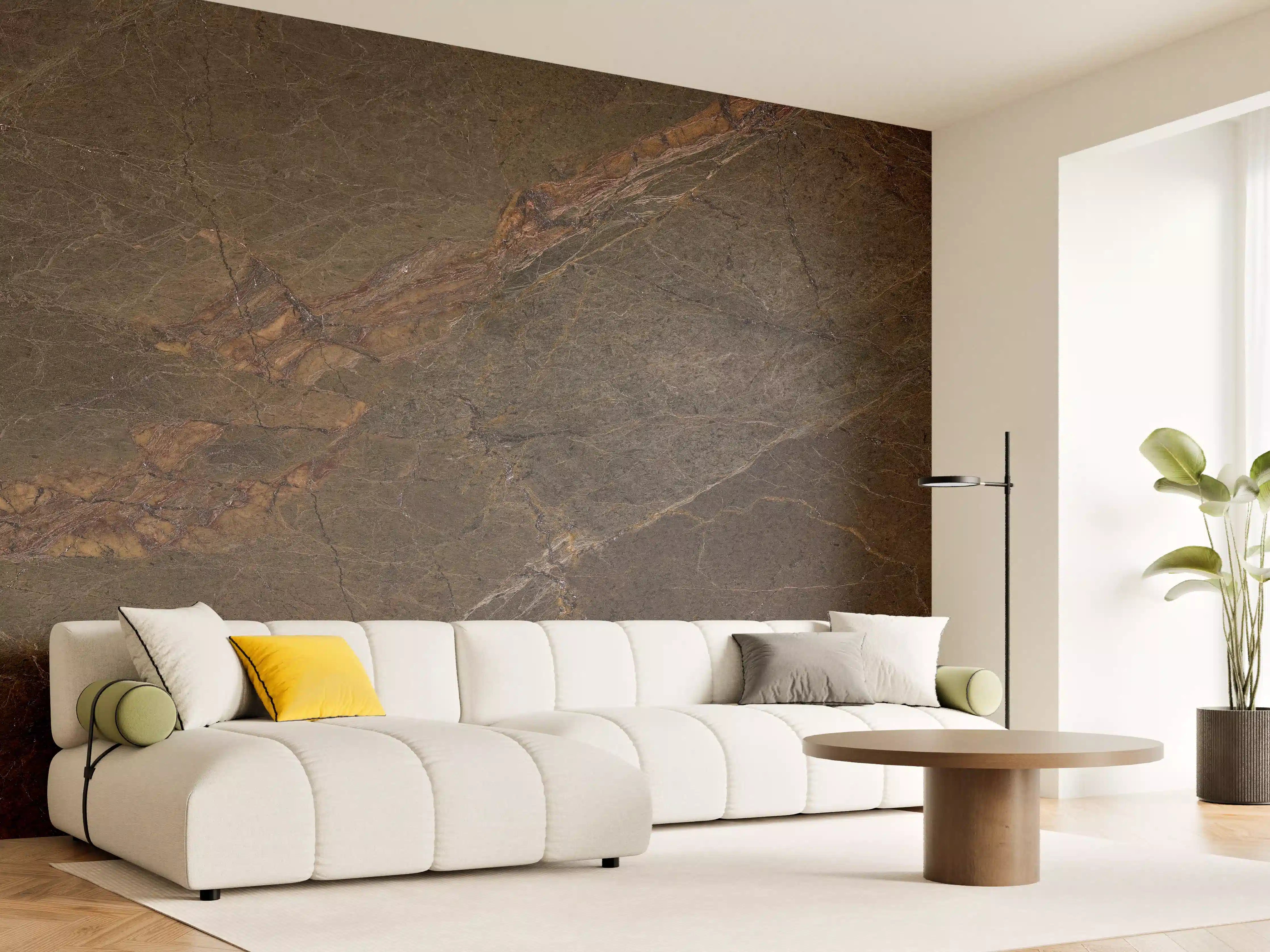 Wandverkleidung Wohnzimmer - Natürliches Mamorstein Design