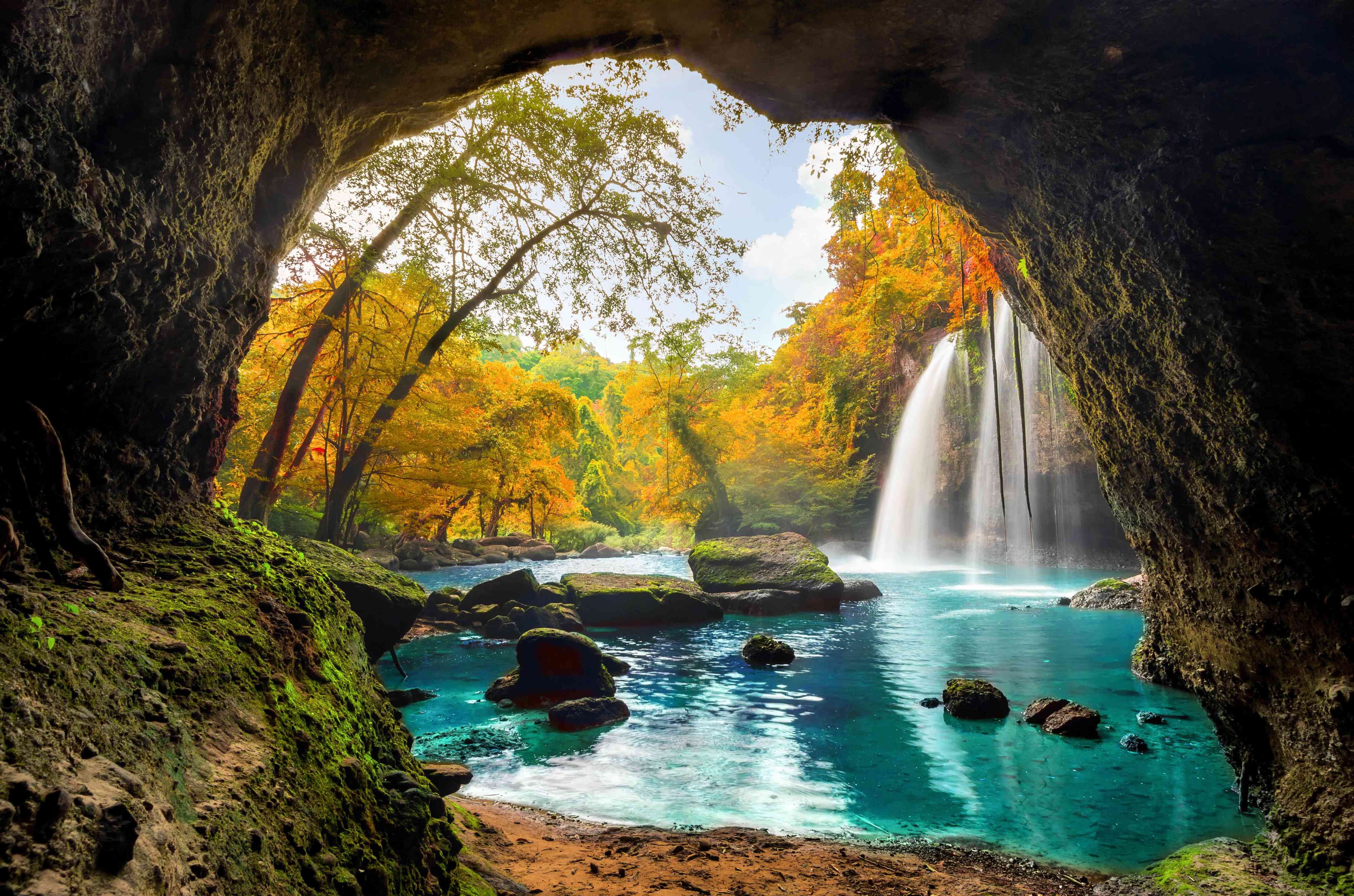 Wandverkleidung Wohnzimmer-Natürliches Wasserfall-Paradies