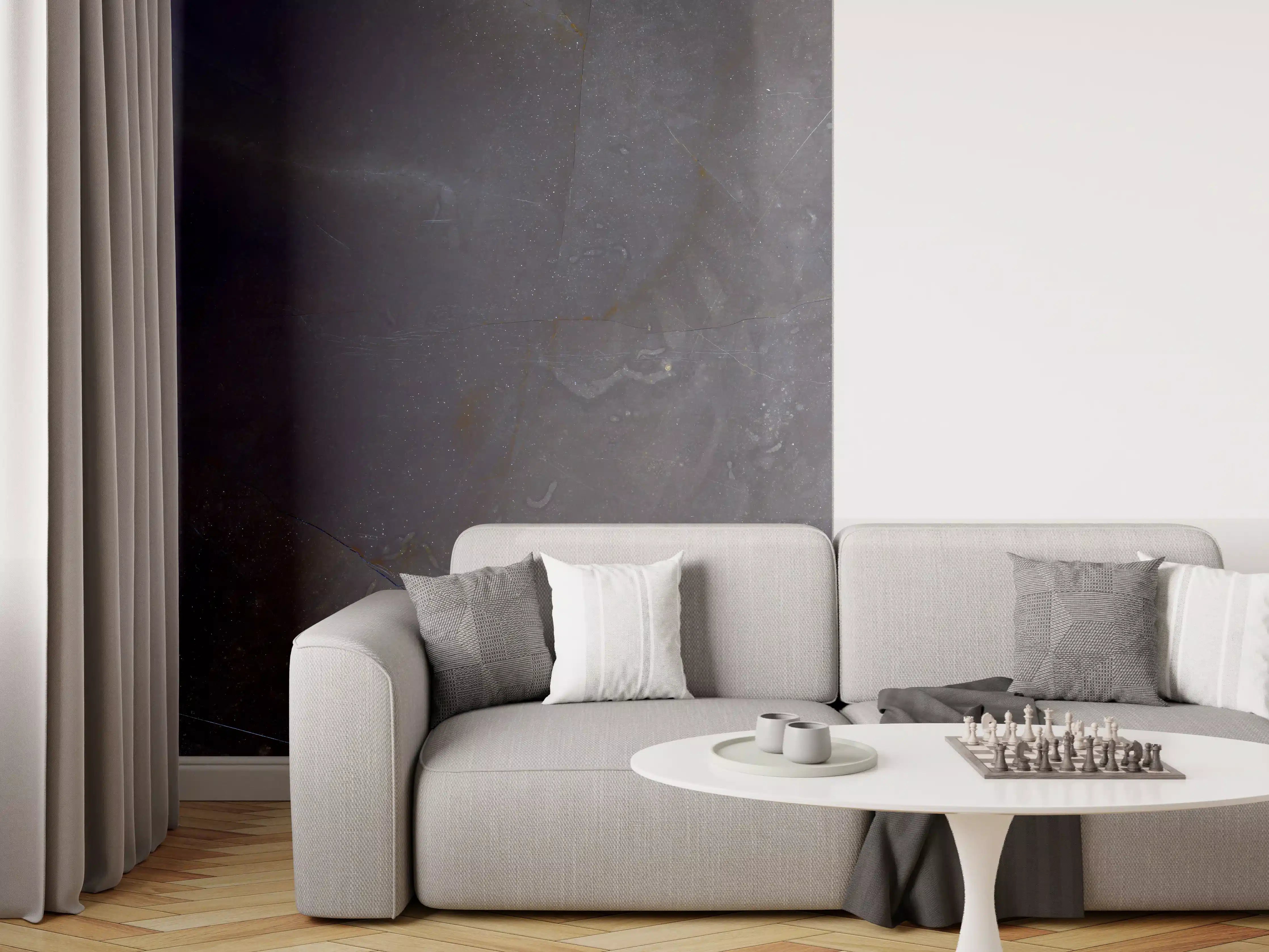 Wandverkleidung Wohnzimmer - Natürliches blaues Marmormuster