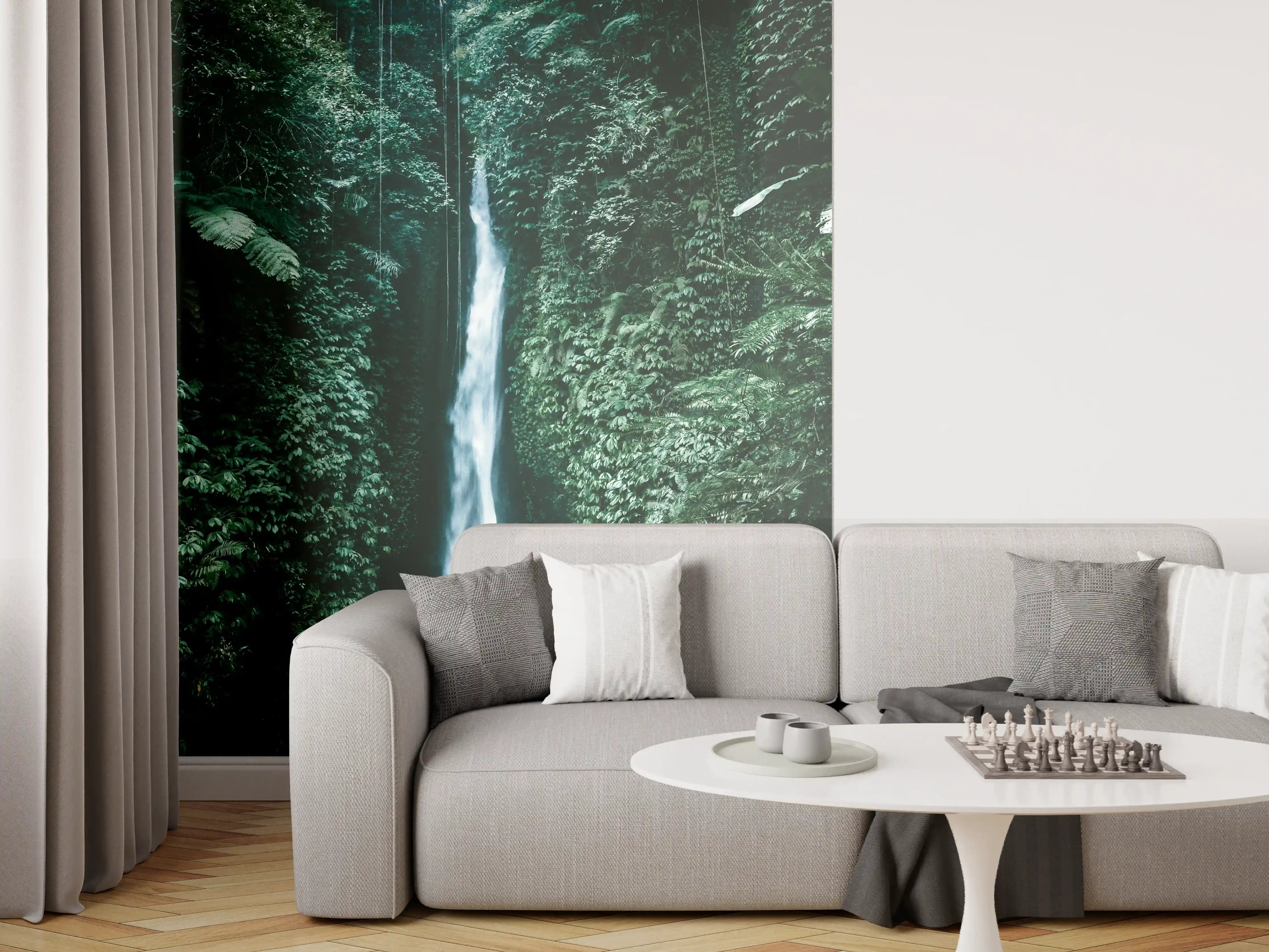 Wandverkleidung Wohnzimmer - Natur Wasserfall Grünwald
