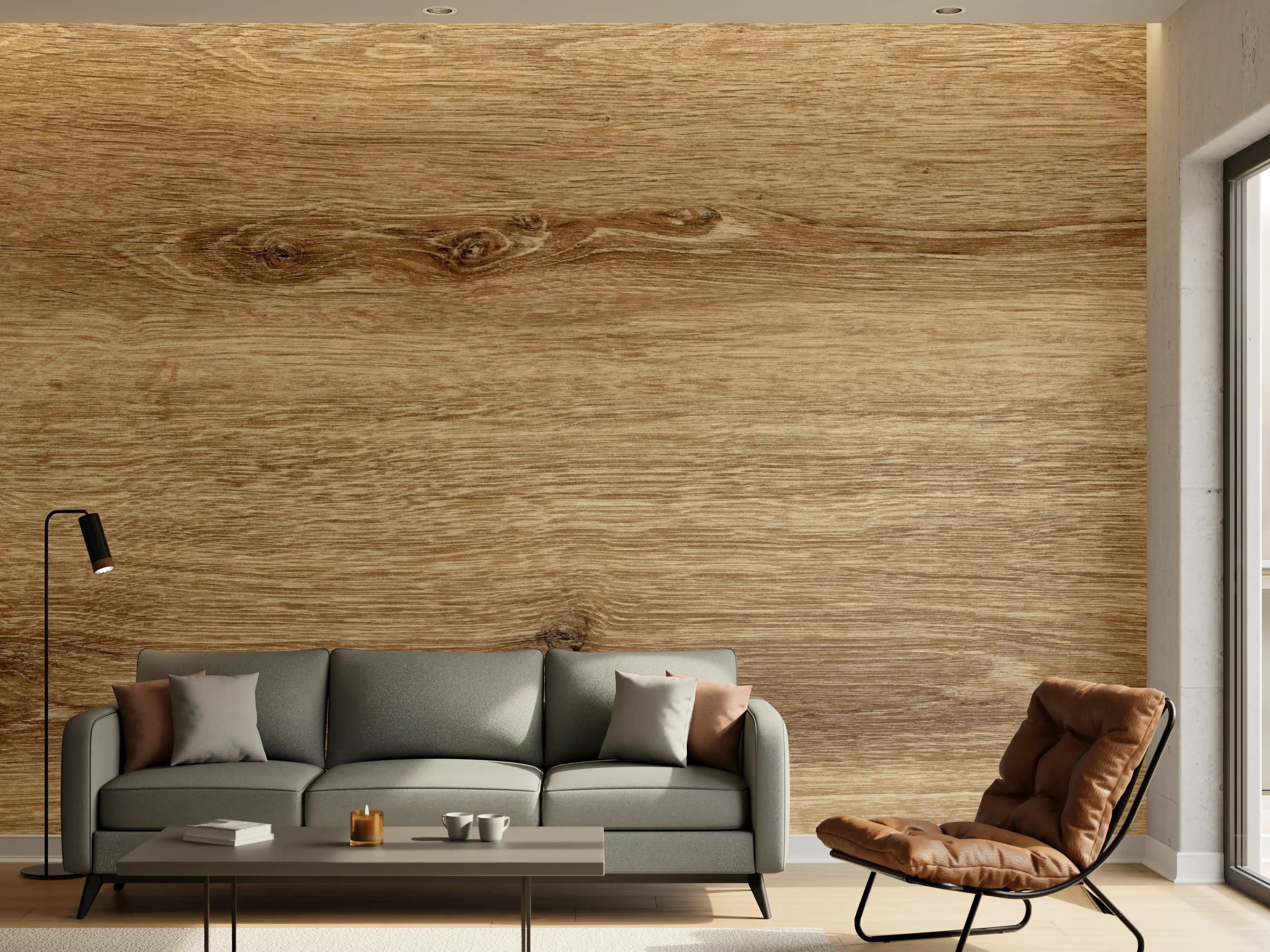 Wandverkleidung Wohnzimmer - Naturbraune Altholztextur 1