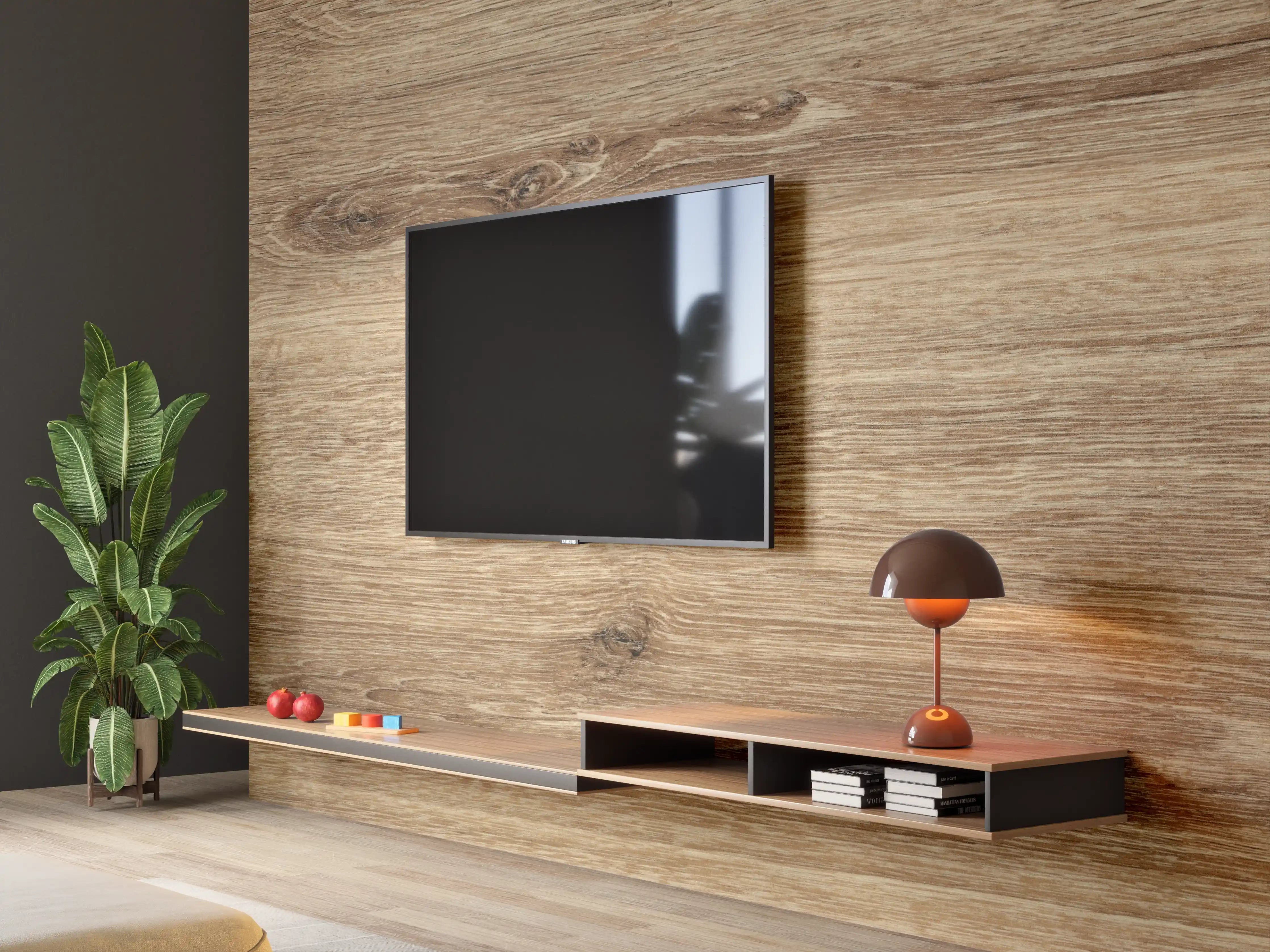 Wandverkleidung Wohnzimmer - Naturbraune Altholztextur 1