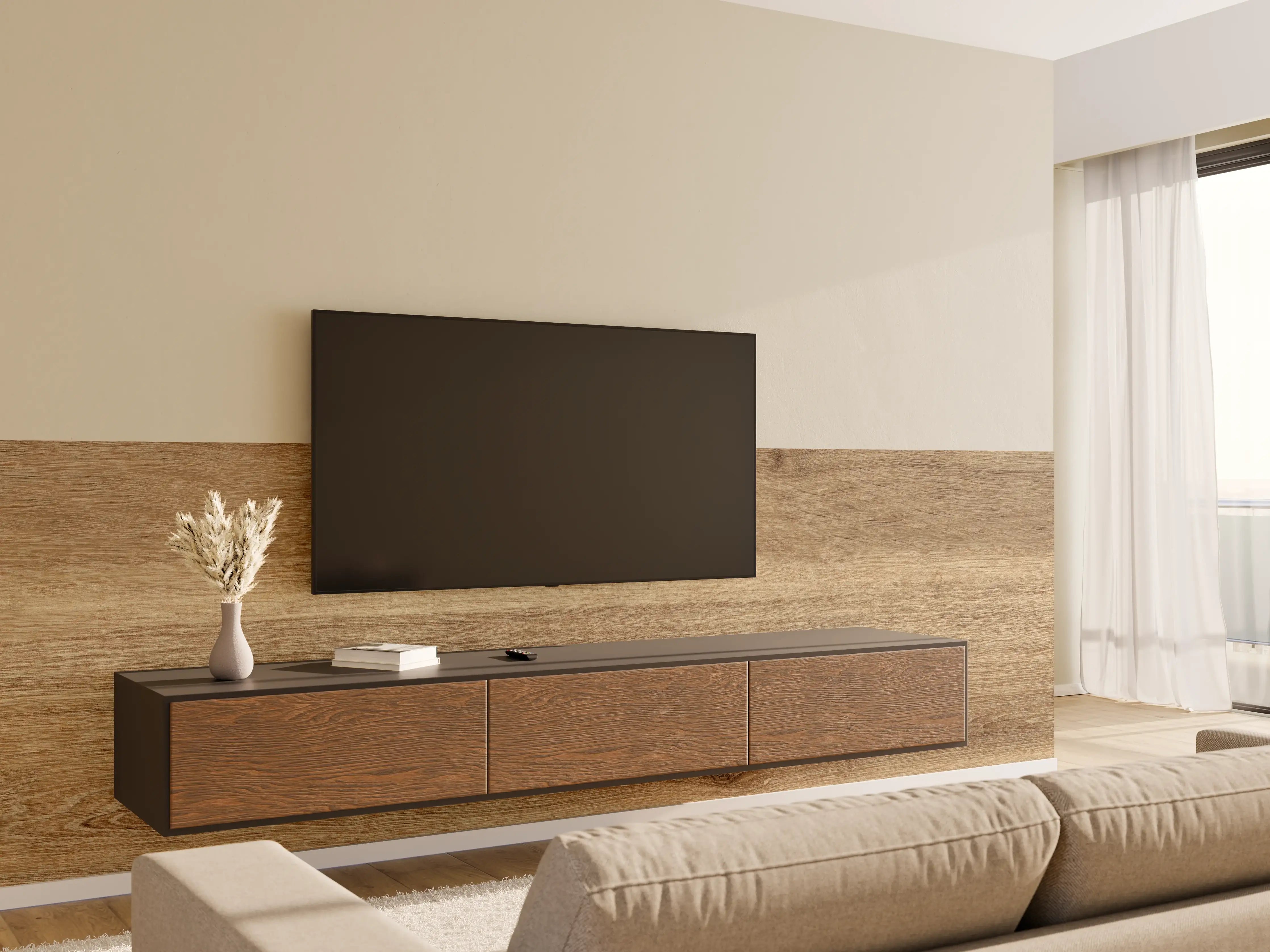 Wandverkleidung Wohnzimmer - Naturbraune Altholztextur 2