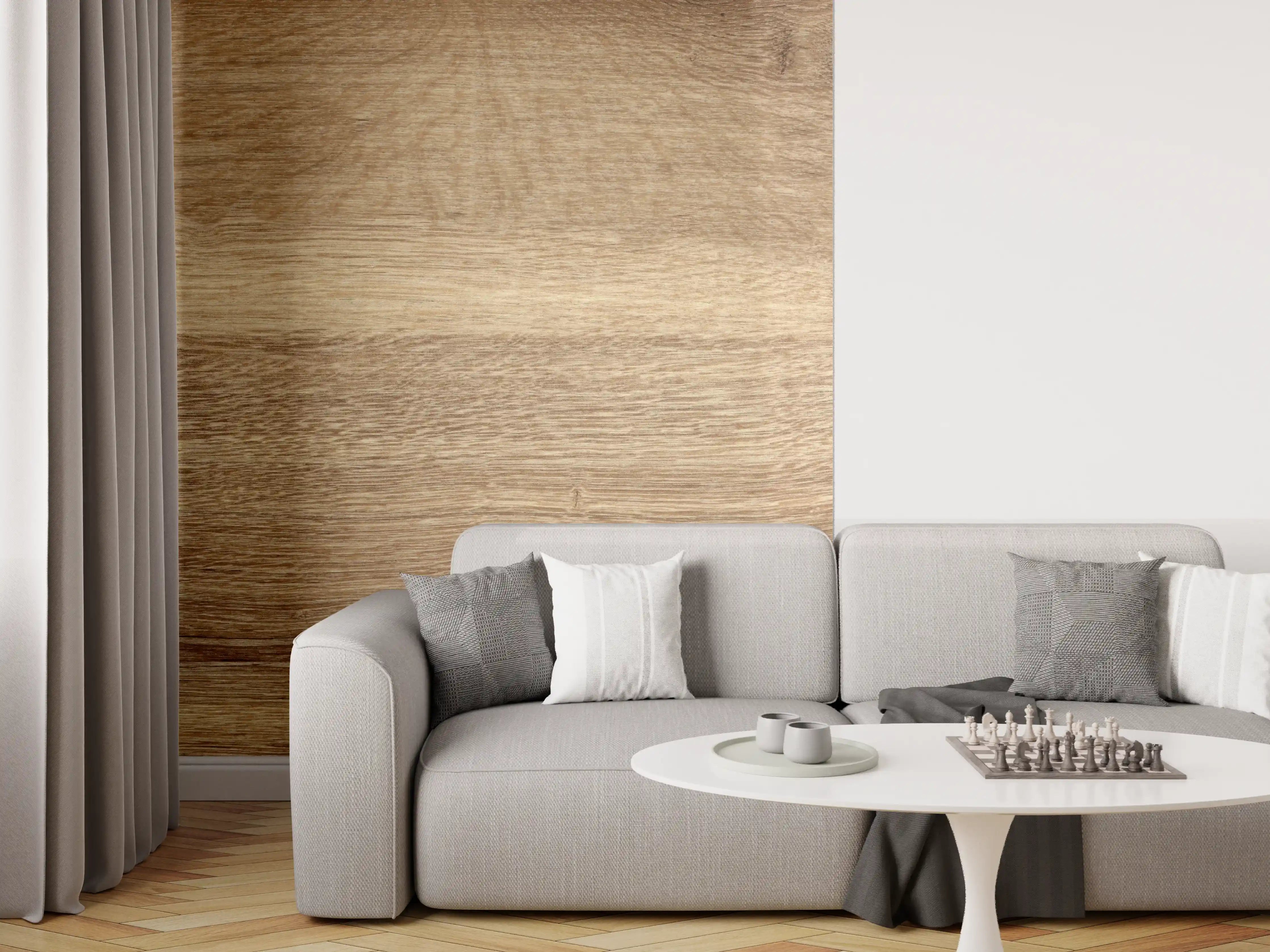 Wandverkleidung Wohnzimmer - Naturbraune Altholztextur 2