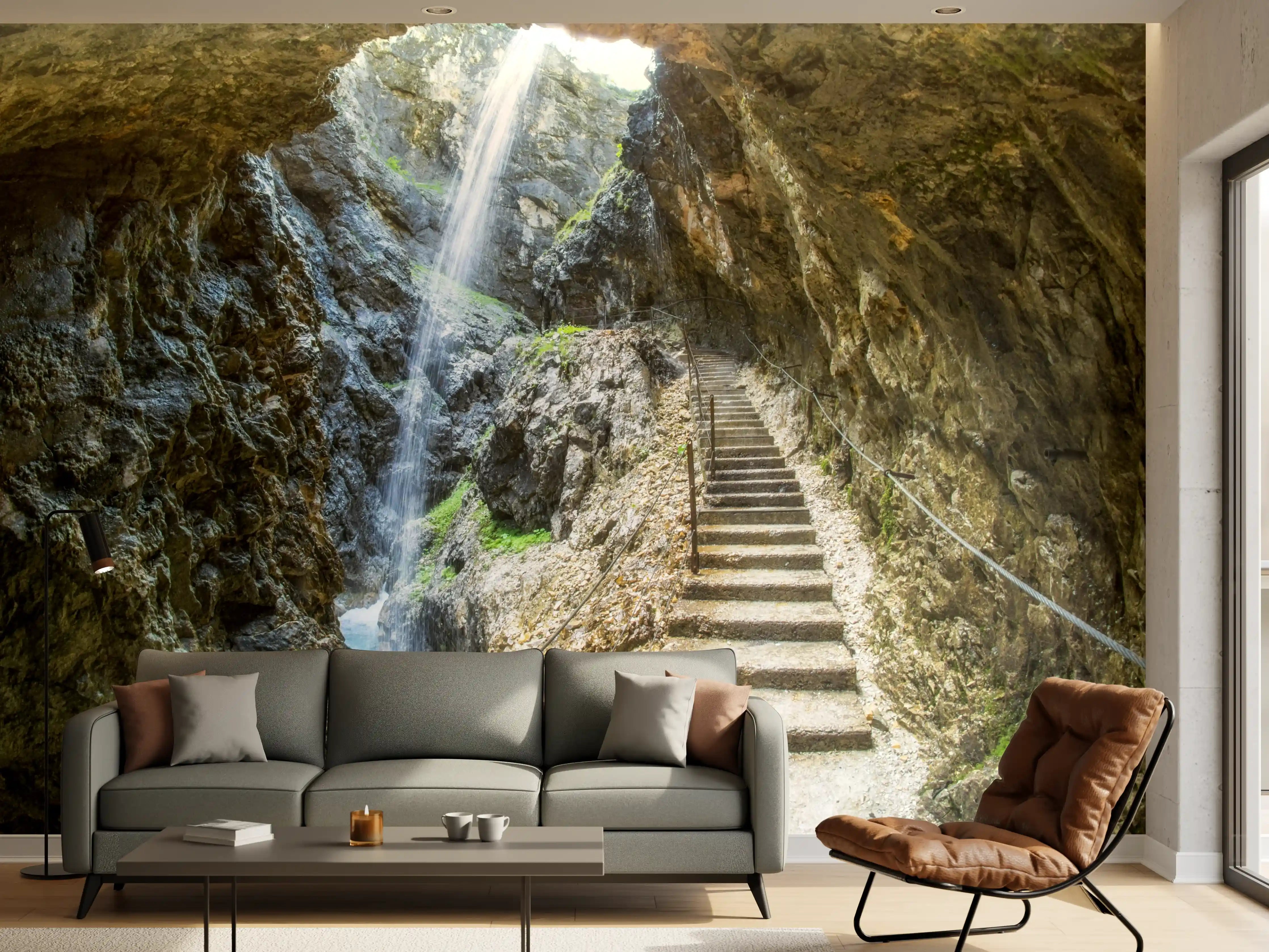 Wandverkleidung Wohnzimmer - Naturerkundung im geheimnisvollen Höhlental