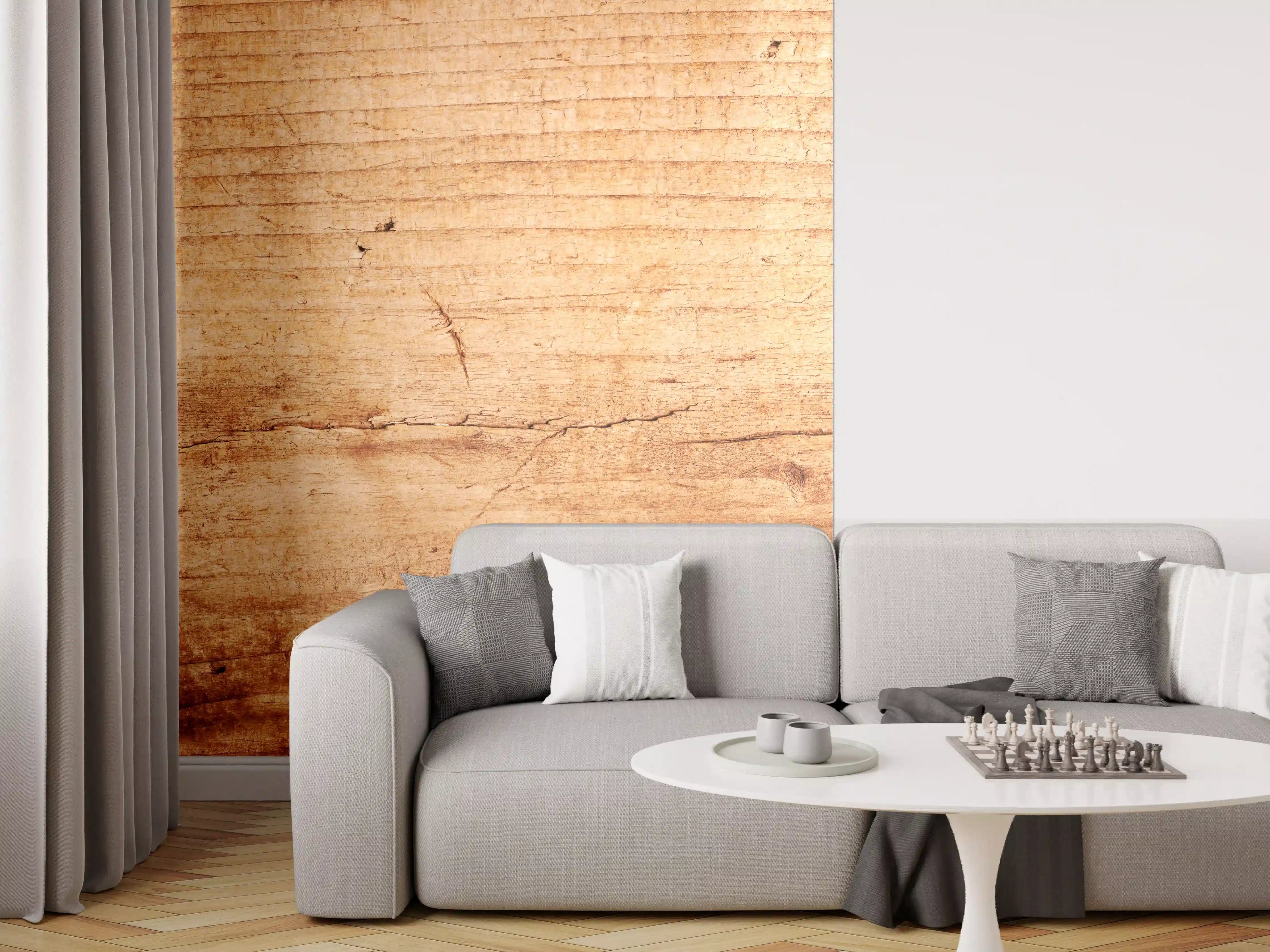 Wandverkleidung Wohnzimmer - Naturholz-Oberfläche mit warmer Maserung