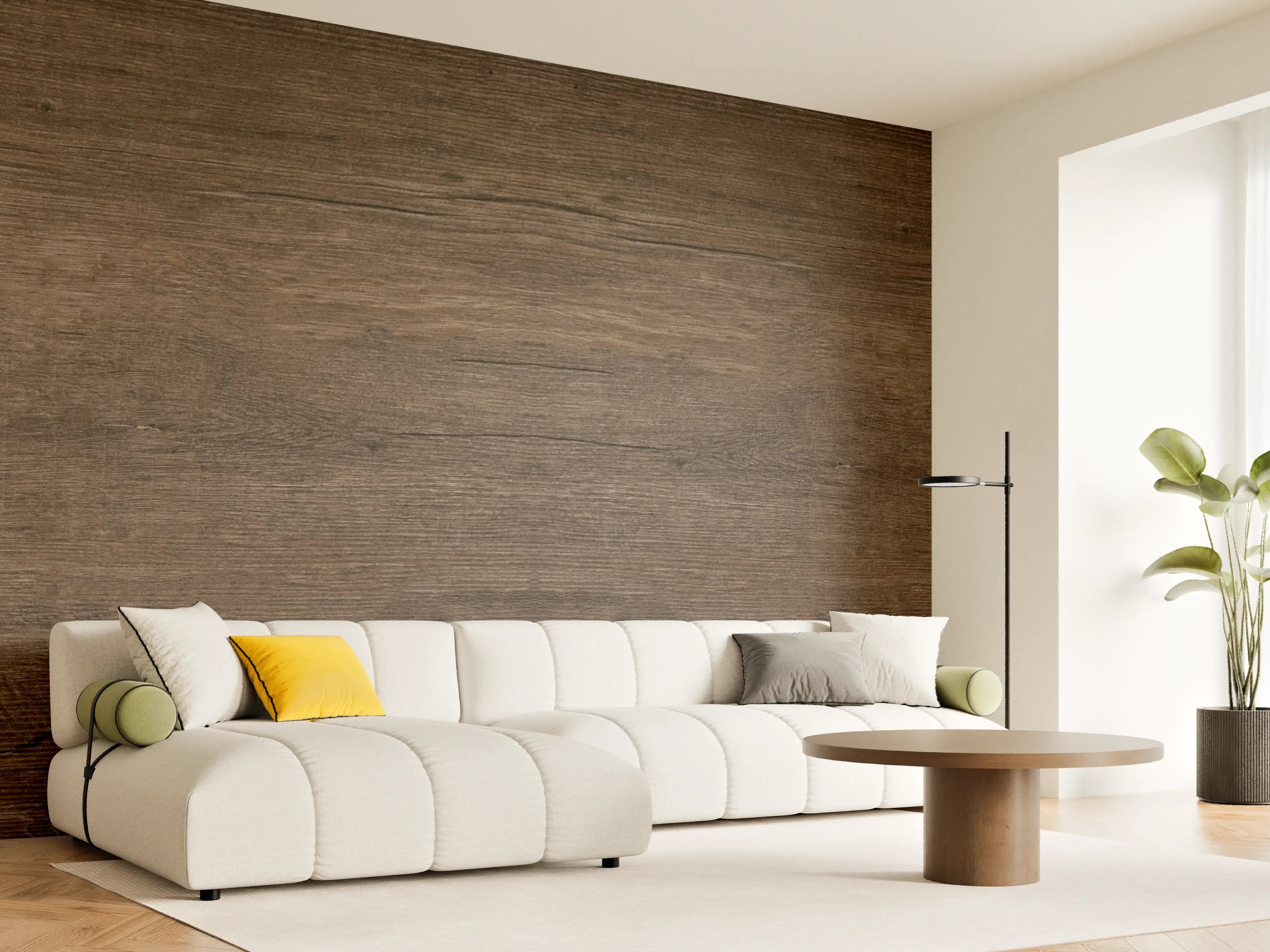 Wandverkleidung Wohnzimmer - Naturholz-Optik Fliesen