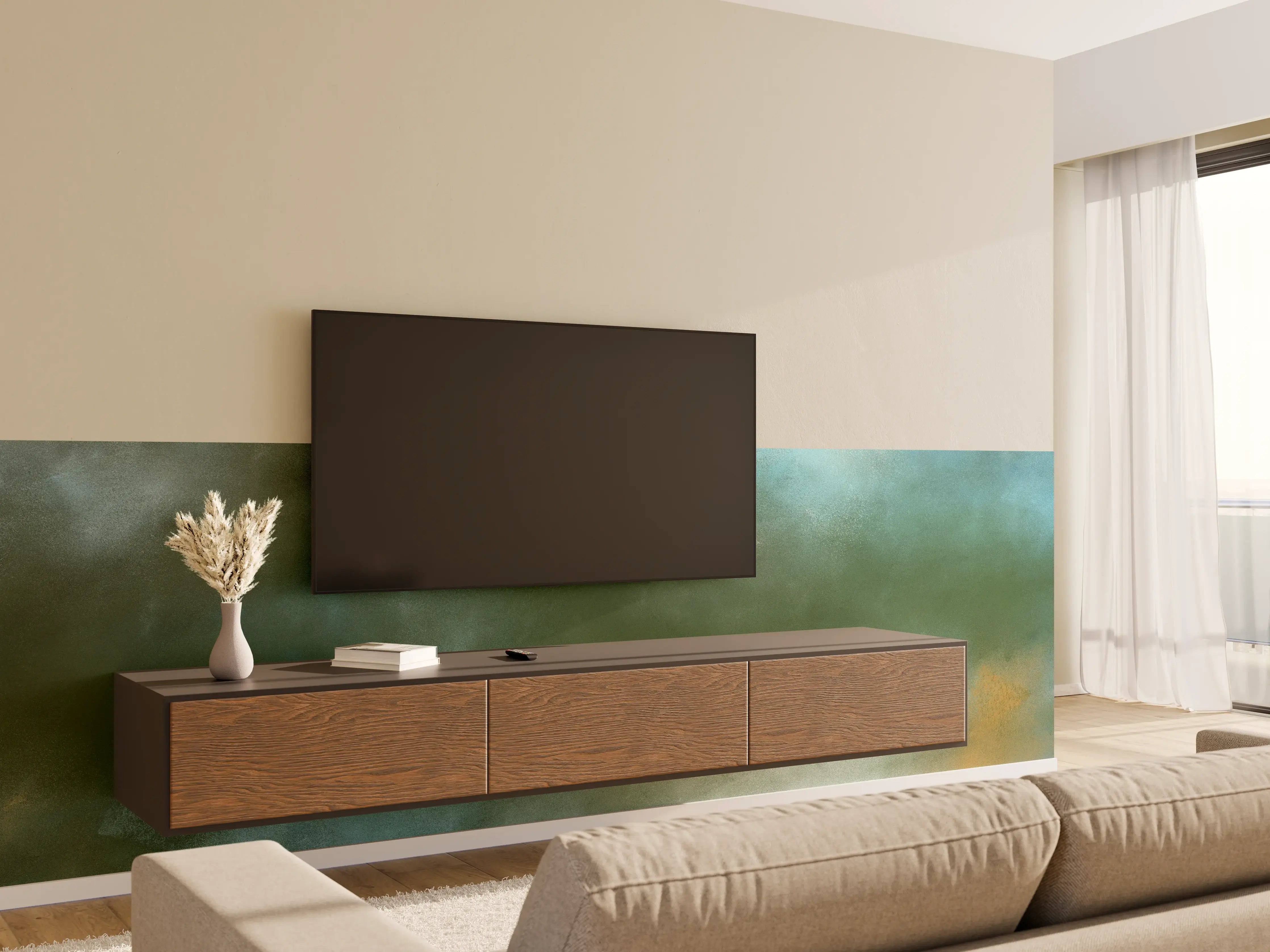 Wandverkleidung Wohnzimmer - Naturliches Landschaftsbild mit Wasser und Himmel
